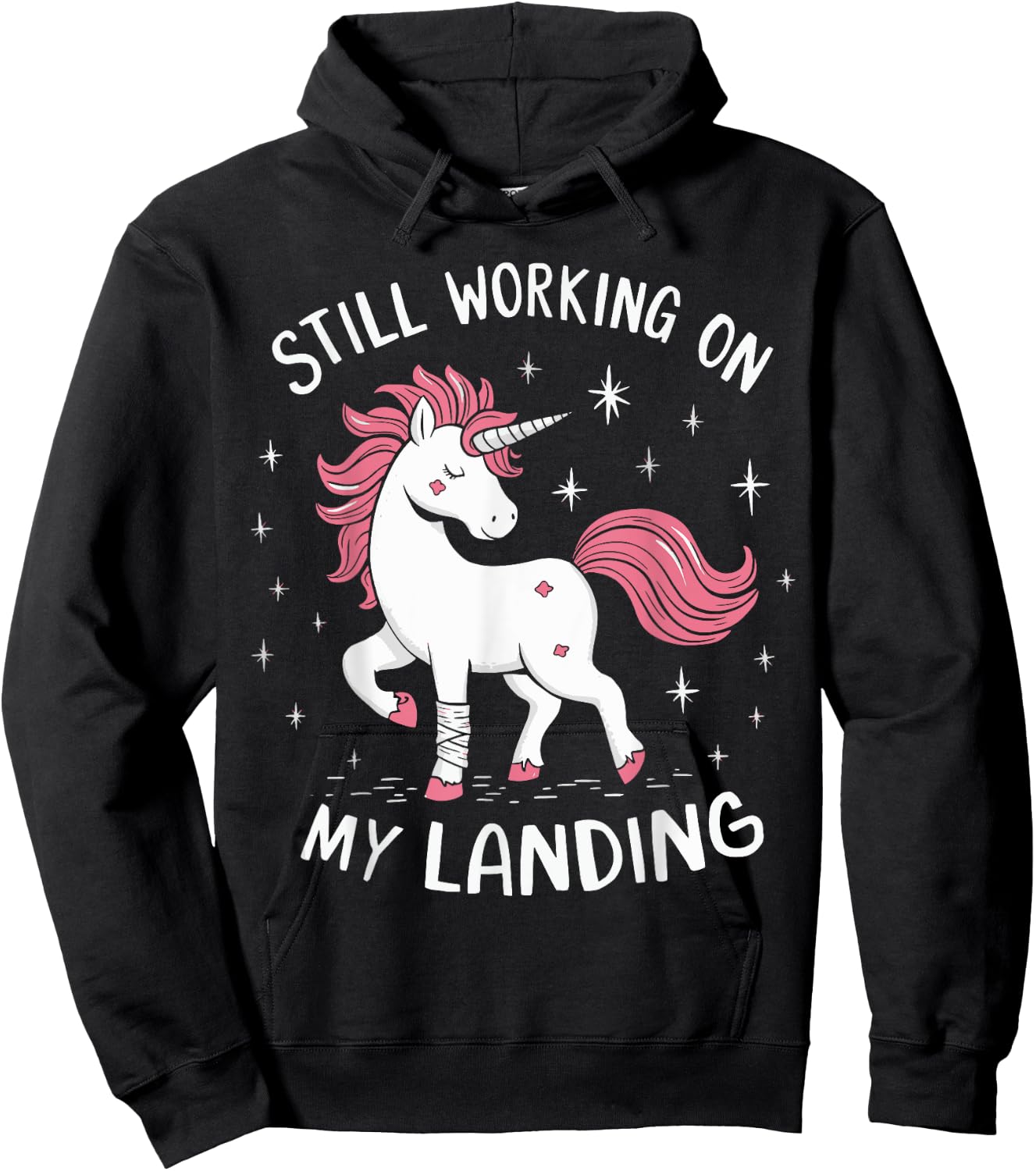 Still Working On My Landing Unicorn Broken Bone Hoodie - Hoodie | Black