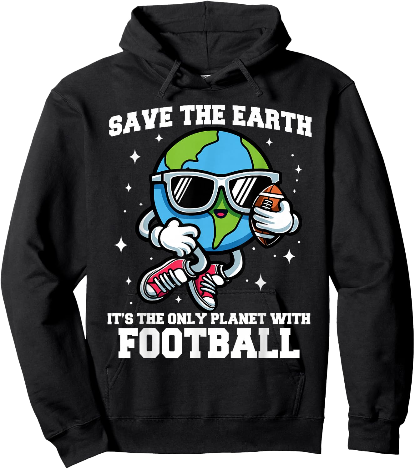 Save Earth Football Design - Funny Earth Day Sports Hoodie - Hoodie | Black