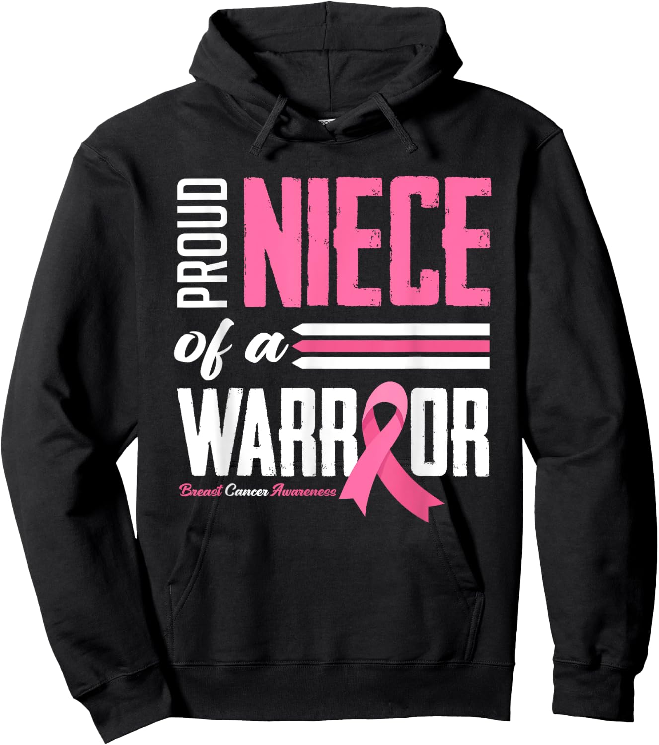 Proud Niece Of A Warrior Aunt Breast Cancer Awareness Hoodie - Hoodie | Black