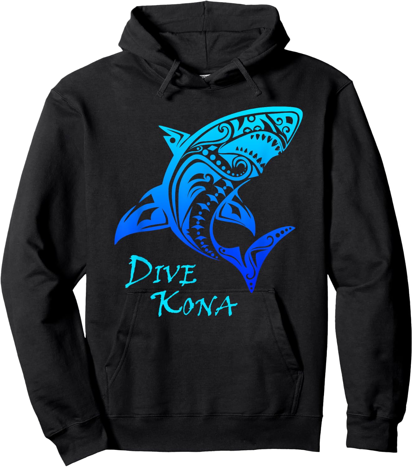 Dive Kona Hawaii Tribal Shark Polynesian Tattoo Gift Hoodie - Hoodie | Black