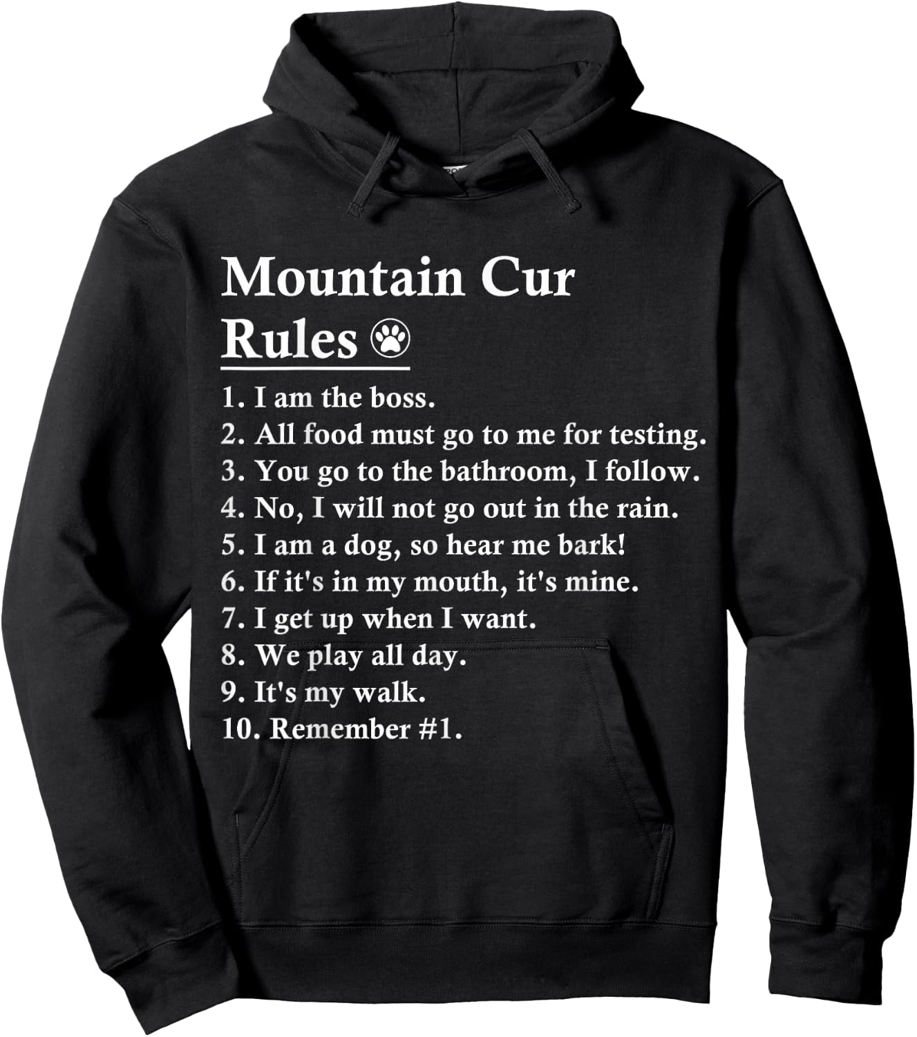 Funny Mountain Cur Dog Rules Women Kids Hoodie - Hoodie | Black