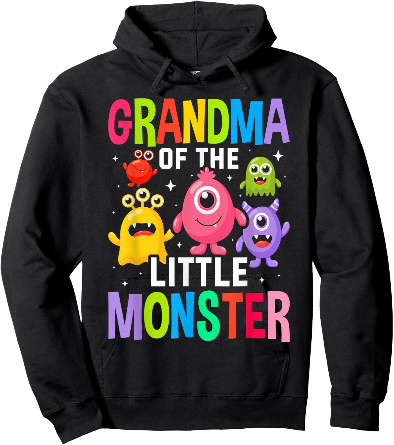 Grandma Of The Little Monster Birthday Party Family Monster Hoodie - Hoodie | Black
