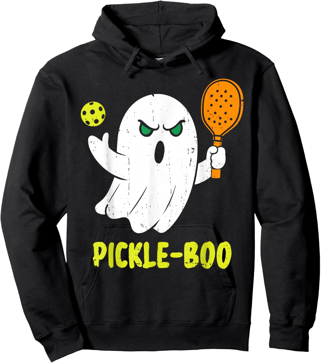Halloween Pickleball Pickle Boo Ghost Costume Men Women Kids Hoodie - Hoodie | Black