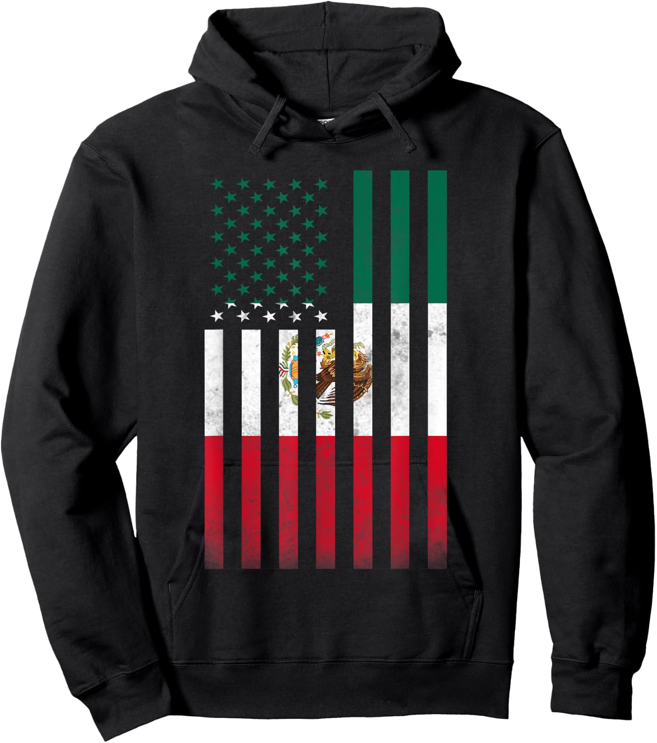 Half Mexican Flag | Vintage American Inside Me USA Gift Hoodie - Hoodie | Black