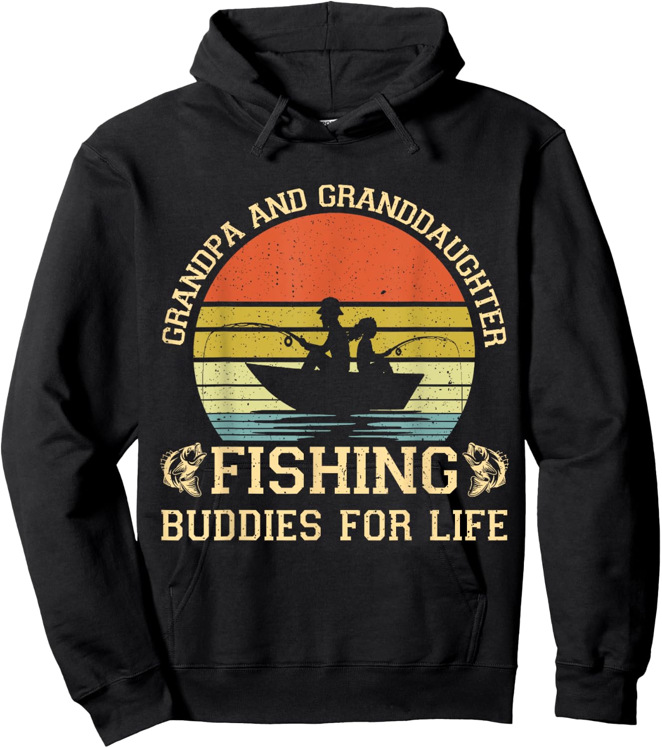 Vintage Grandpa And Granddaughter Fishing Buddies For Life Hoodie - Hoodie | Black