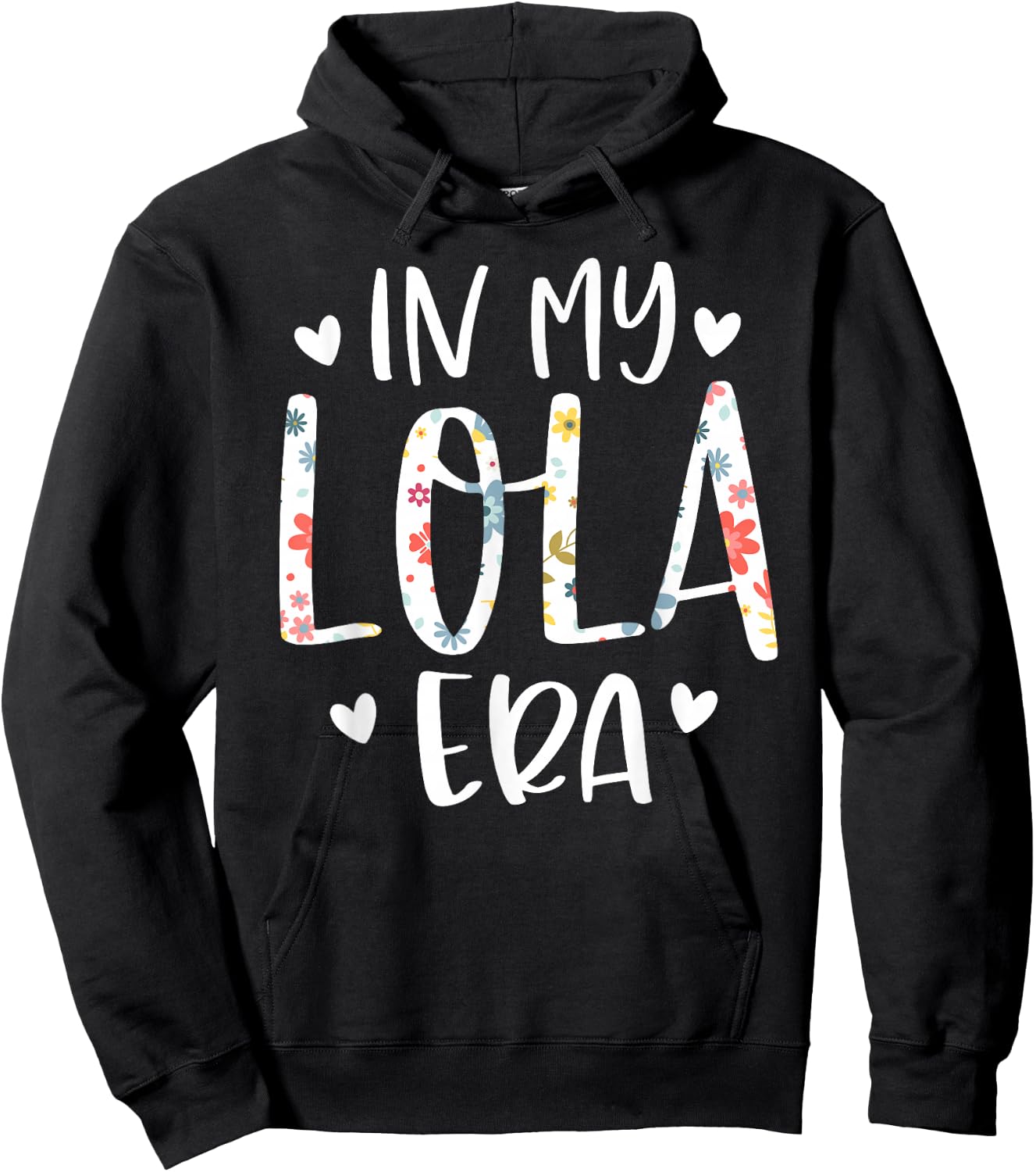 in My Lola Era Flower Letter Floral for Lola Hoodie - Hoodie | Black