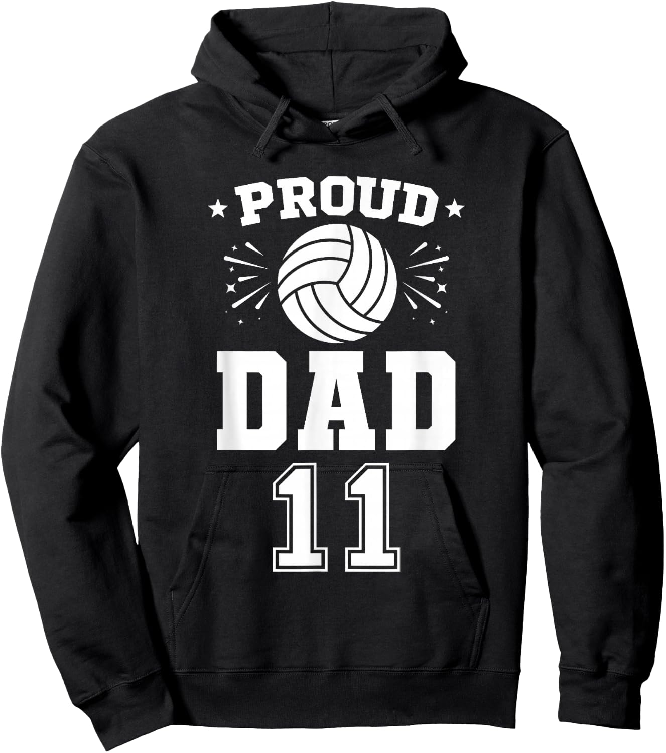 Proud Volleyball Dad Number 11 Volleyball Player Hoodie - Hoodie | Black