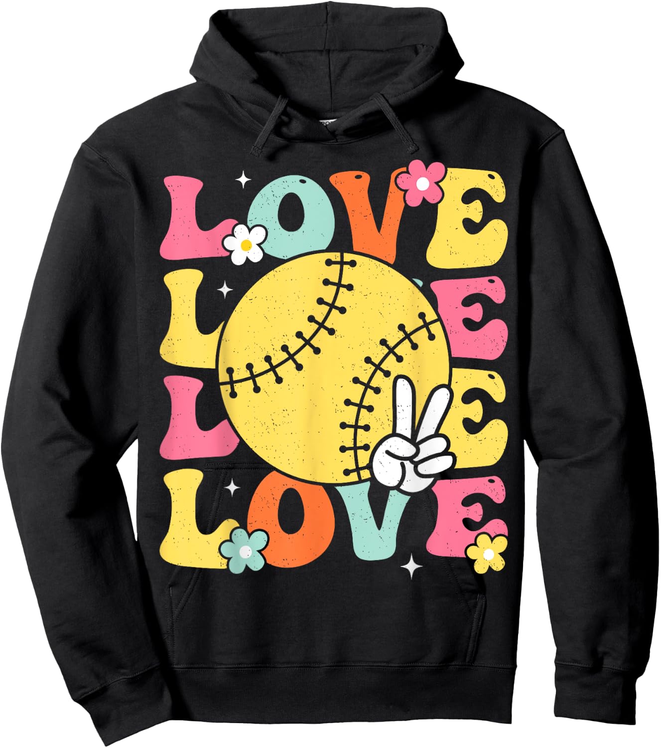 Softball Love Cute Softball Shirts Mom Teens Girls Hoodie - Hoodie | Black