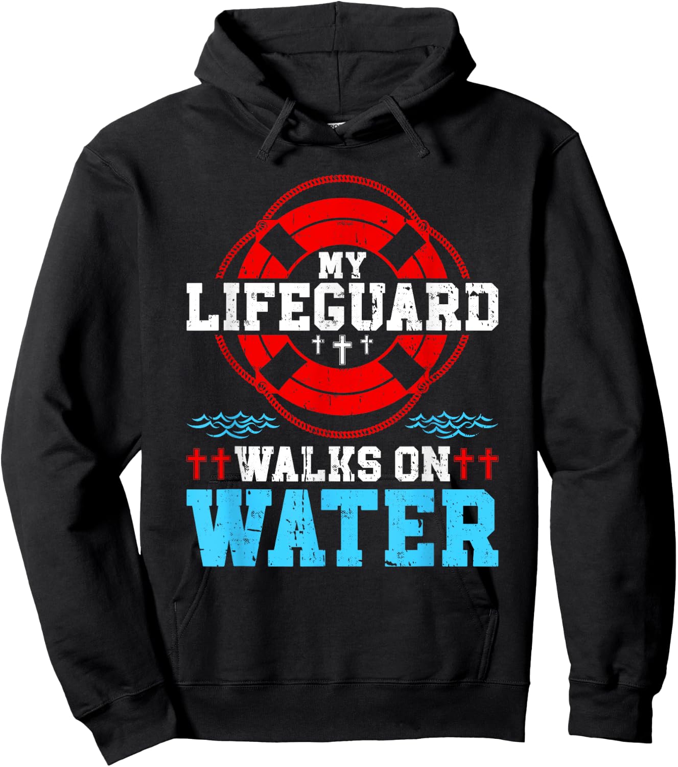 Jesus Christ Christian My Lifeguard Walks On Water Hoodie - Hoodie | Black