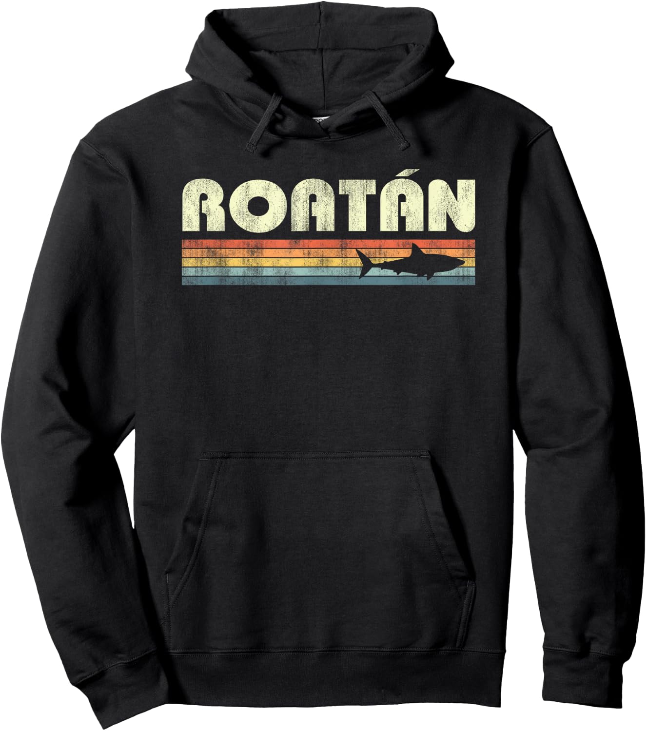 Retro Roatan Honduras Souvenir Shark Boys Girls Hoodie - Hoodie | Black