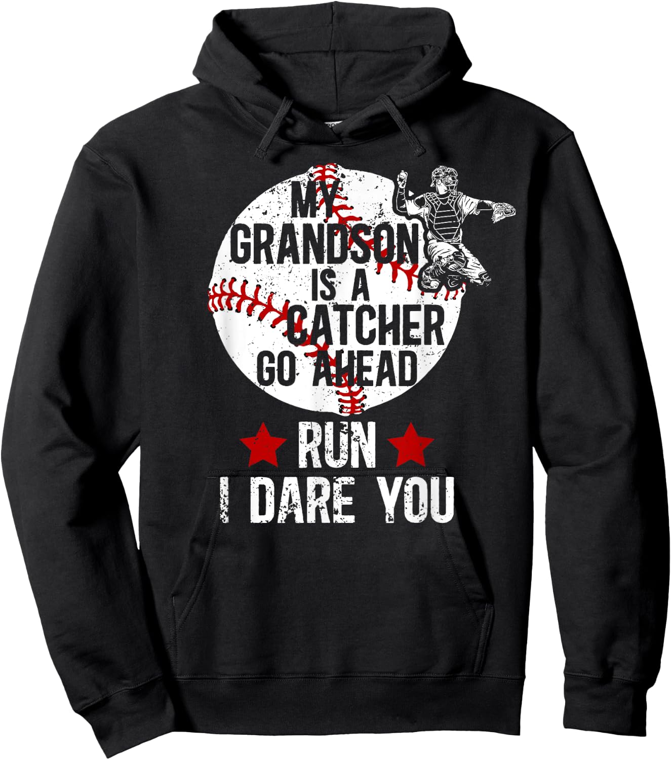 My Grandson Is A Catcher Baseball Catcher Grandma Hoodie - Hoodie | Black