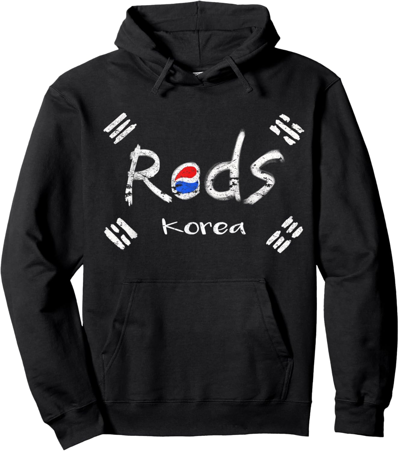 Korean soccer red with korean flag Hoodie - Hoodie | Black