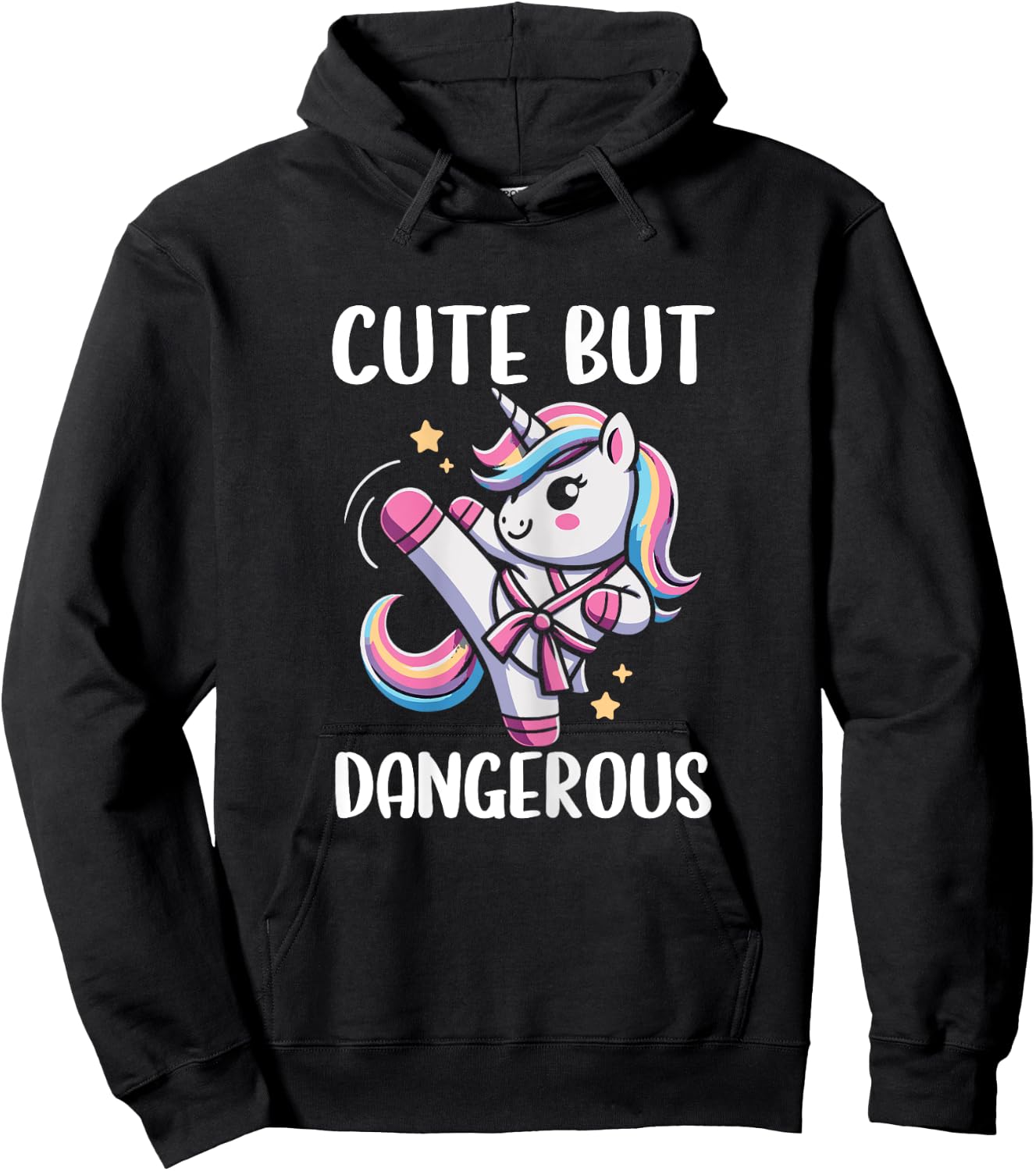 Cute But Dangerous Unicorn Karate Girl Taekwondo Hoodie - Hoodie | Black