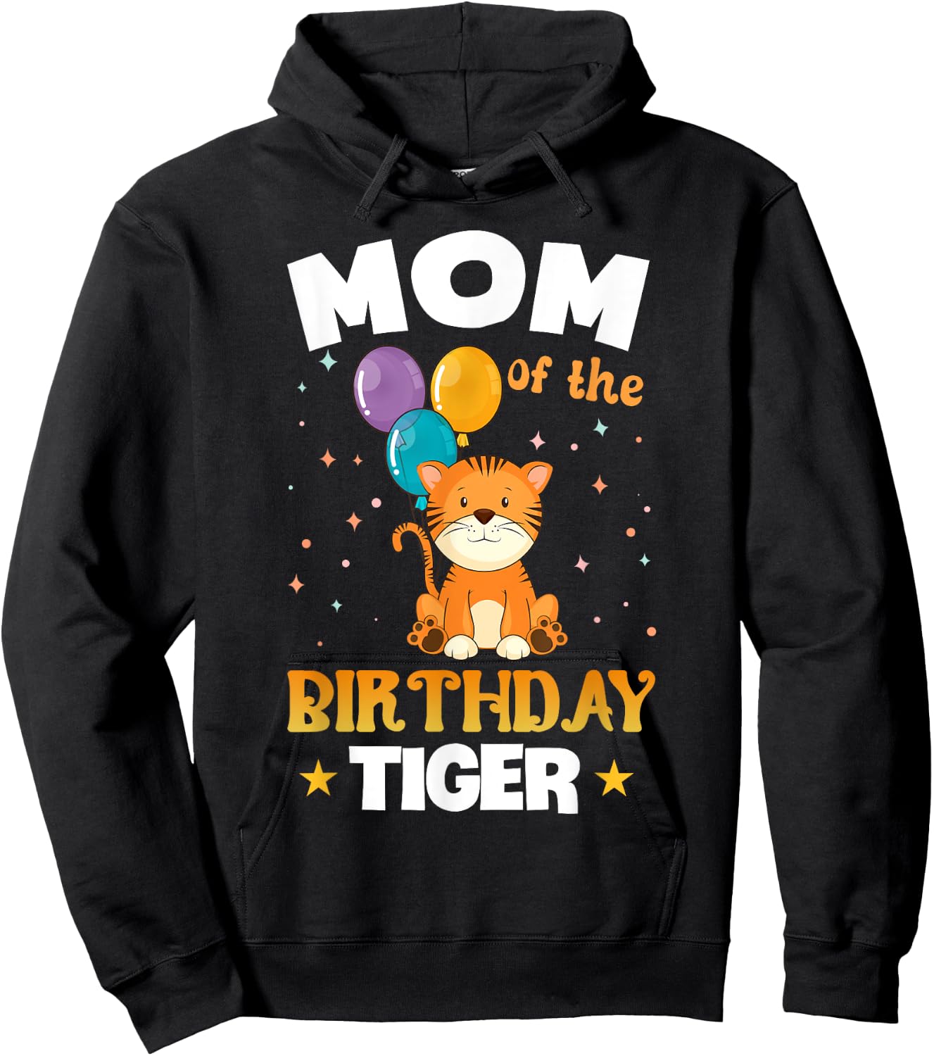 Funny Mom Of The Birthday Tiger Family Party Hoodie - Hoodie | Black