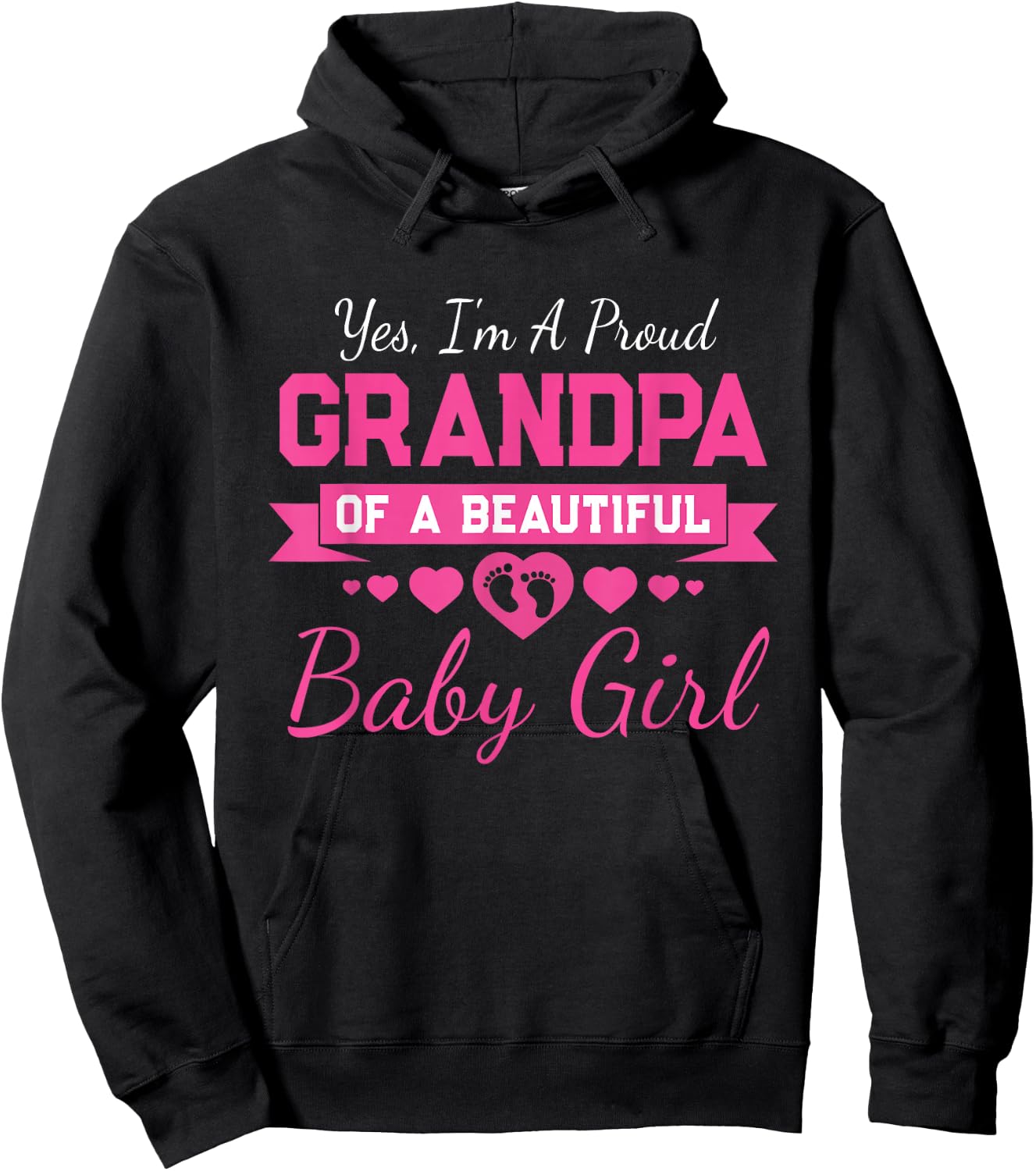 New Baby Announcement Proud Girl Grandpa Hoodie - Hoodie | Black
