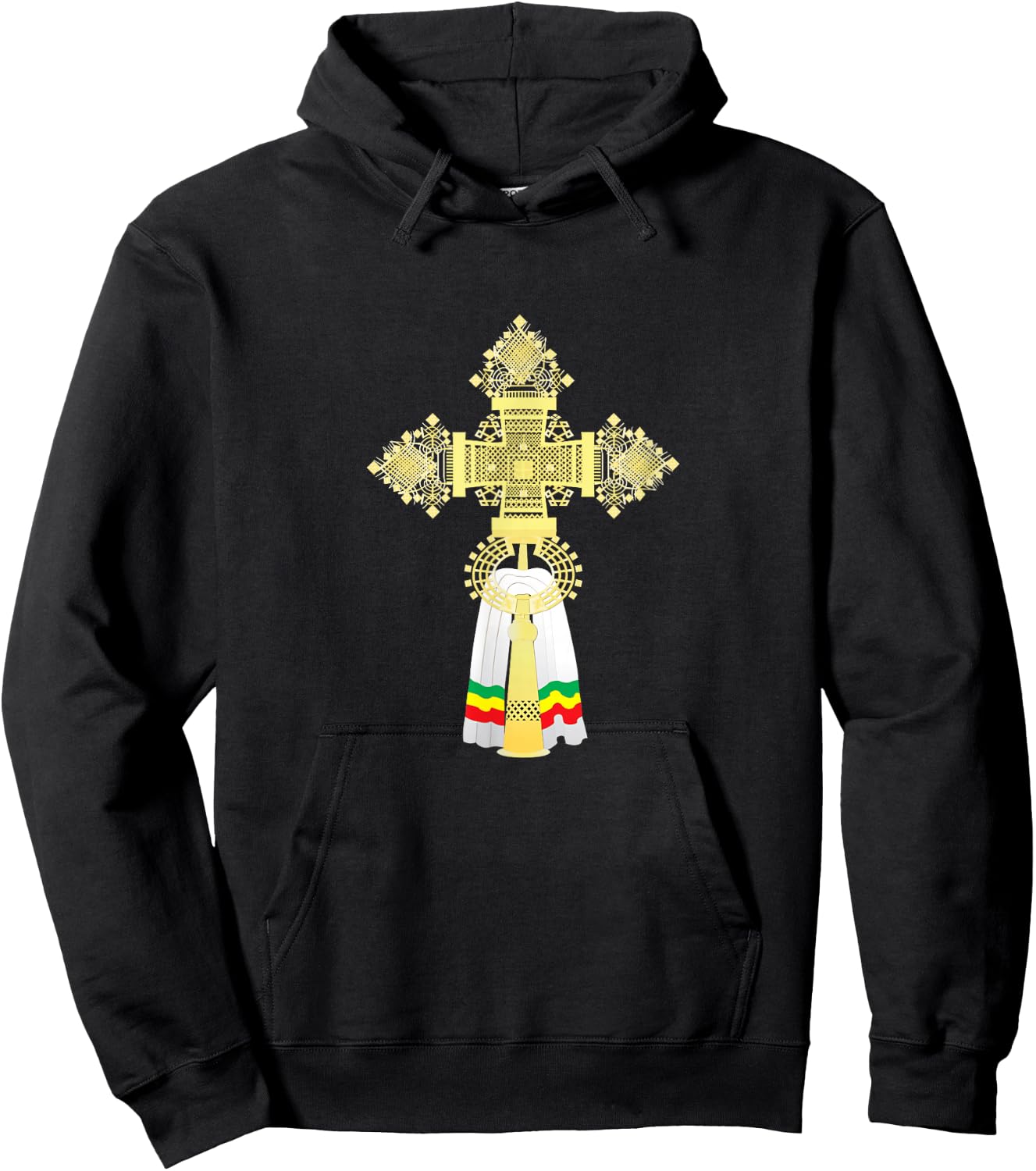 Delight Decor App Ethiopian Orthodox Cross - Black, , Small, Short Sleeve, Modern Classic, Cross Pattern, Decor Theme, -Adult, Classic Lifestyle Hoodie - Hoodie | Black