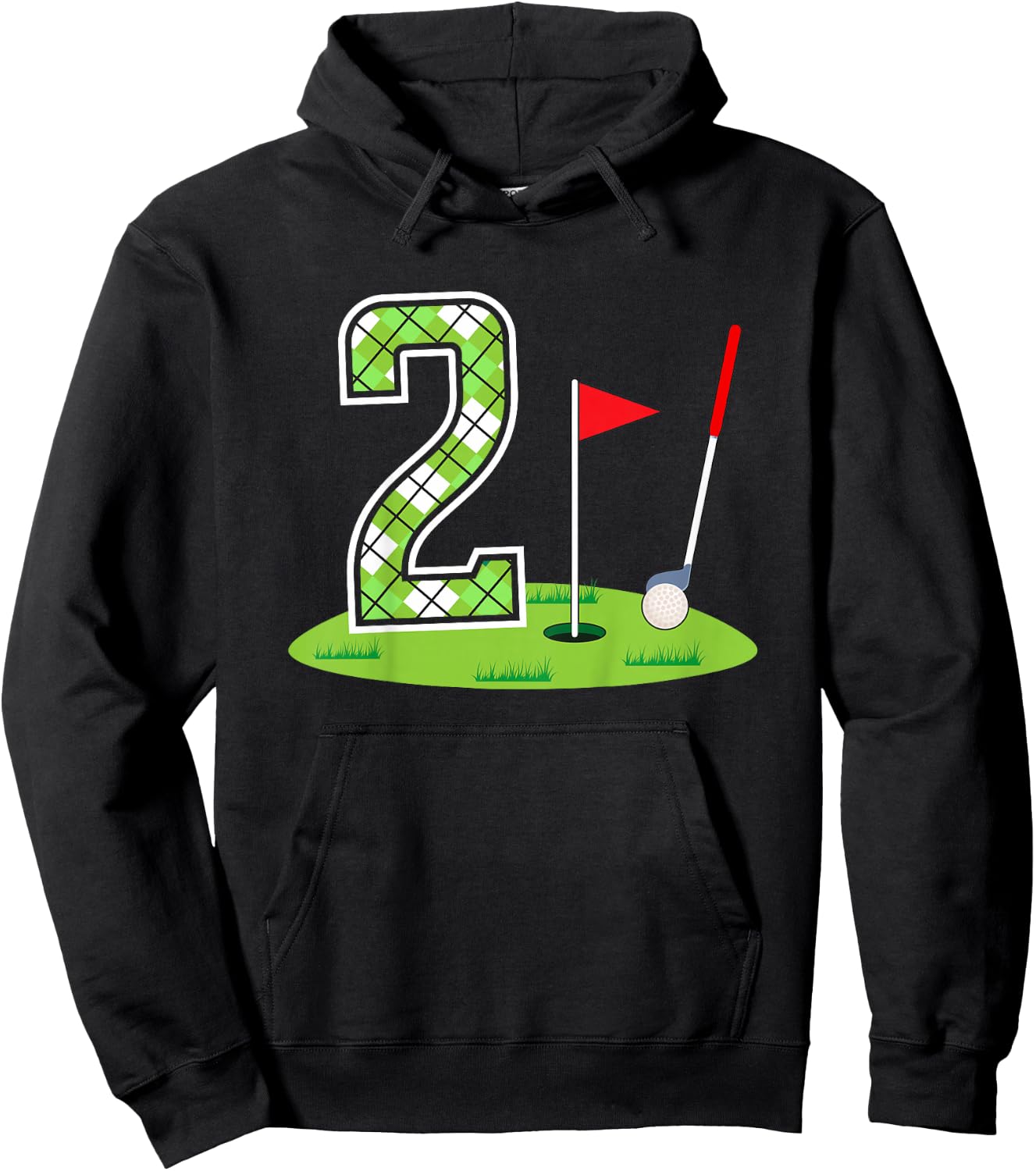 Kids 2nd Birthday Party Golf Boy Two Year Old Golf Player Hoodie - Hoodie | Black