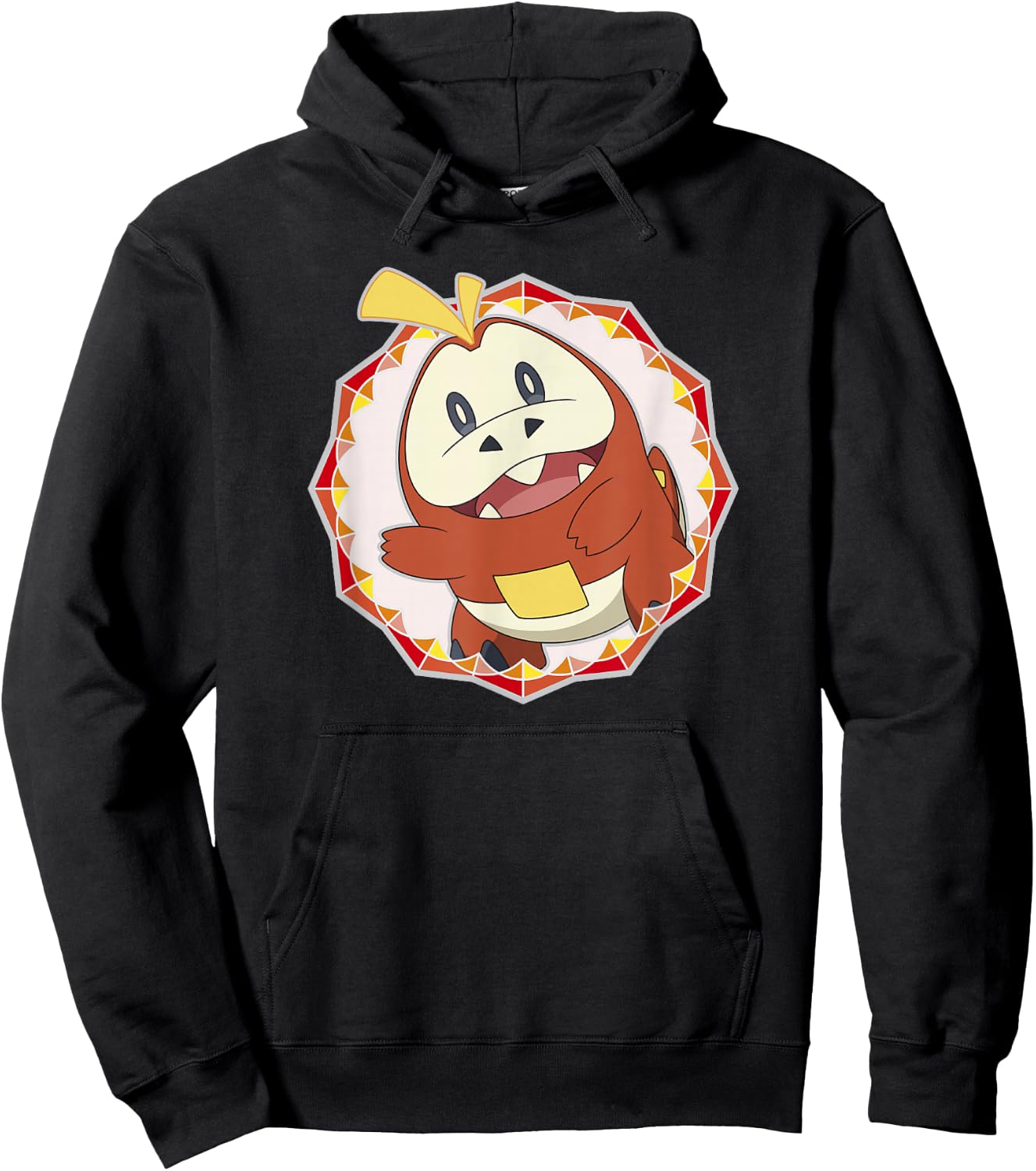 Pokémon Fuecoco Crystal Sparkle Geometric Center Portrait Hoodie - Hoodie | Black