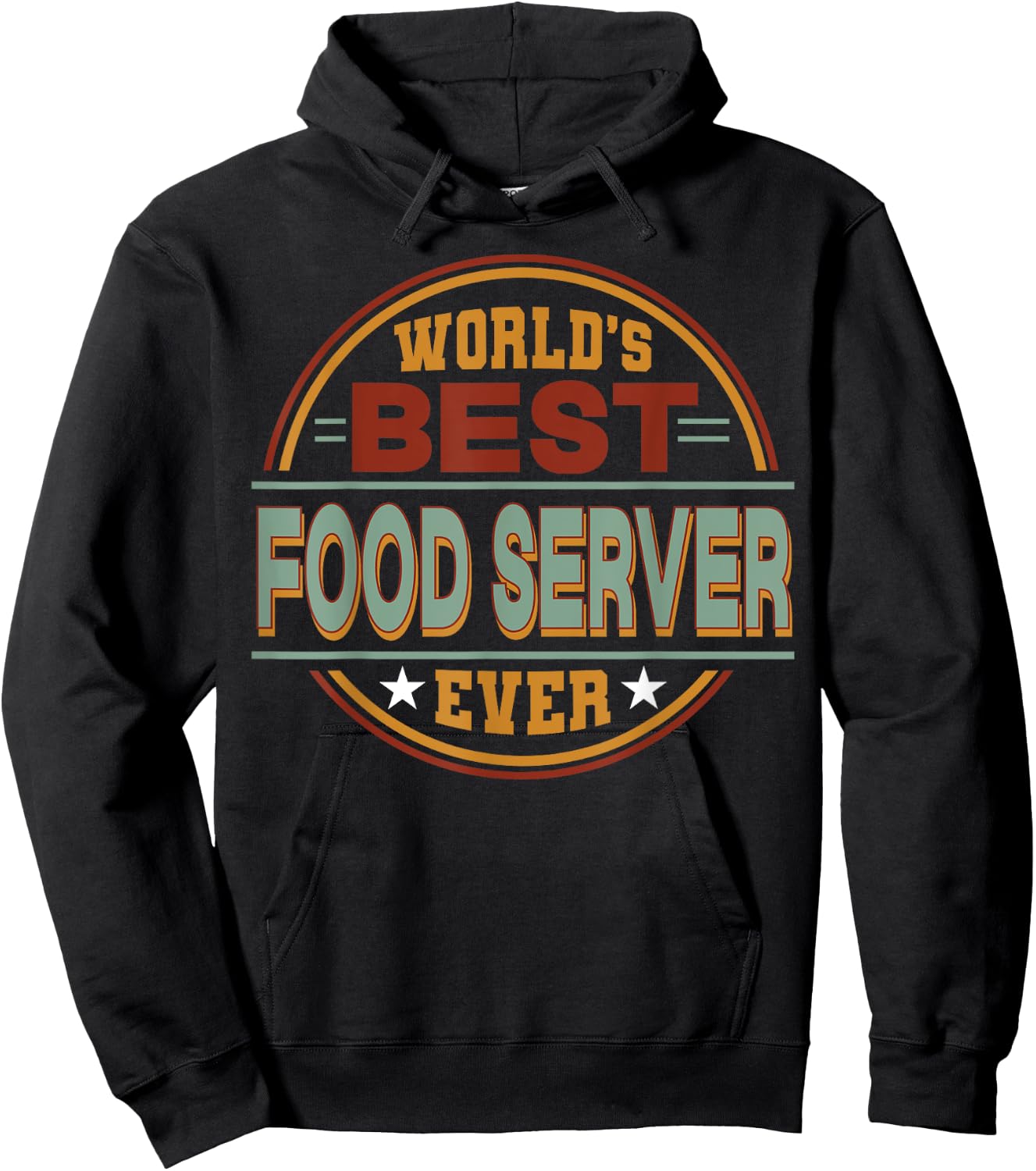 Retro Badge Worlds Best Food Server Hoodie - Hoodie | Black