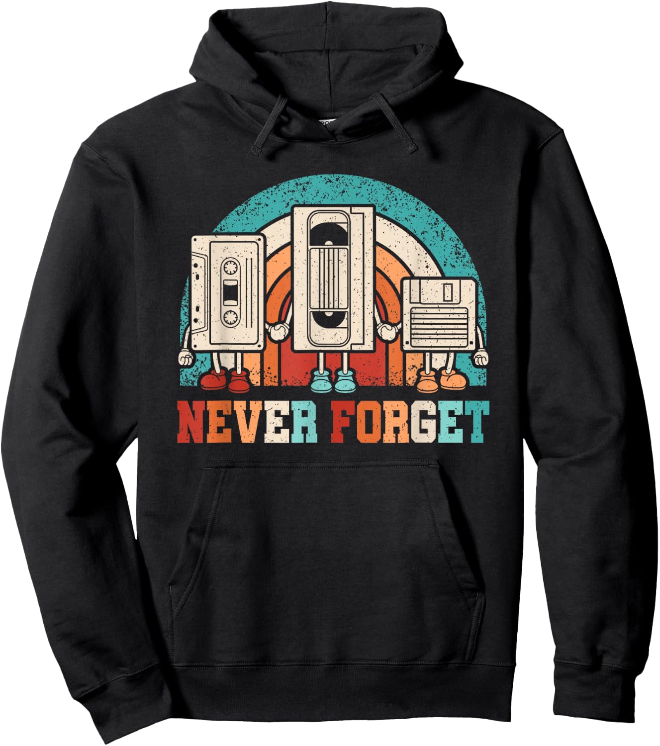 Never Forget Cassette 80s 90s Retro Outfit Men Women Kids Hoodie - Hoodie | Black