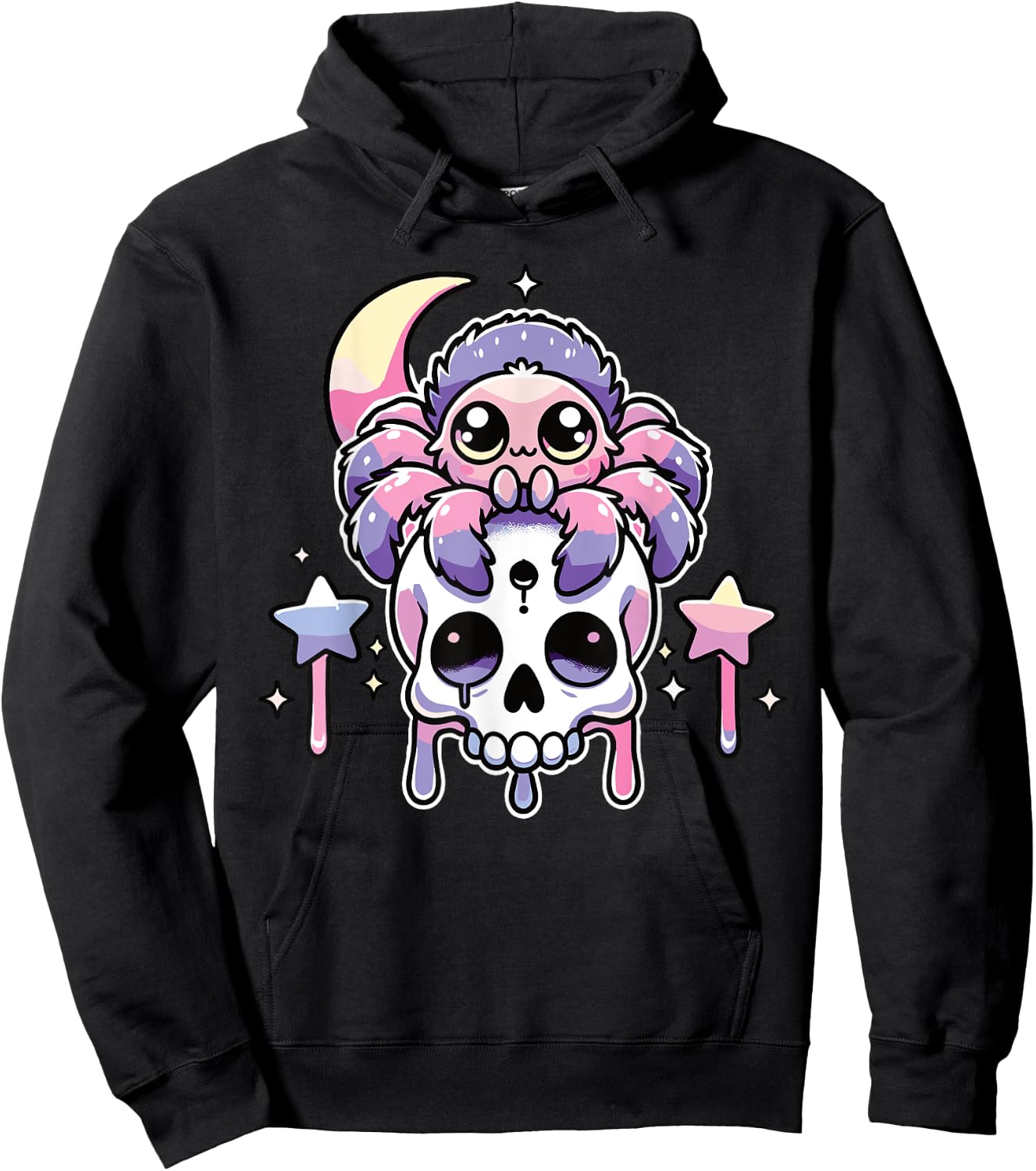 Kawaii Gothic Tarantula Pastel Colors Gothic Goth Tarantula Hoodie - Hoodie | Black