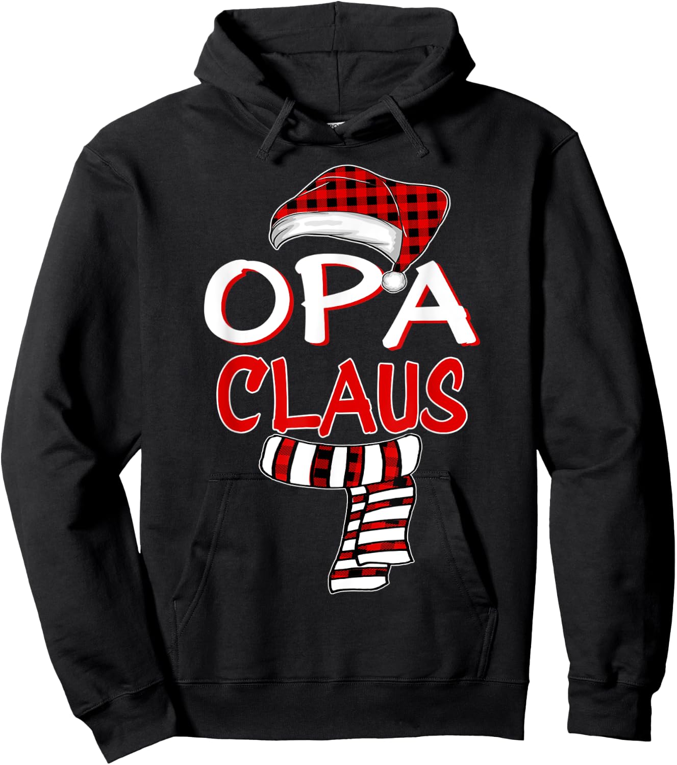 GrandPa Christmas Santa Claus Red plaid Shirt, Opa Claus Hoodie - Hoodie | Black