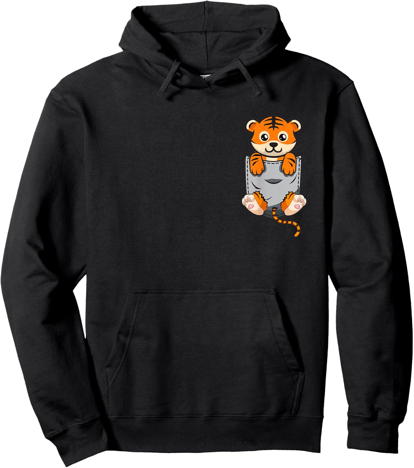 Cute Pocket Tiger Funny Animal Lover Adorable Tiger Cub Hoodie - Hoodie | Black