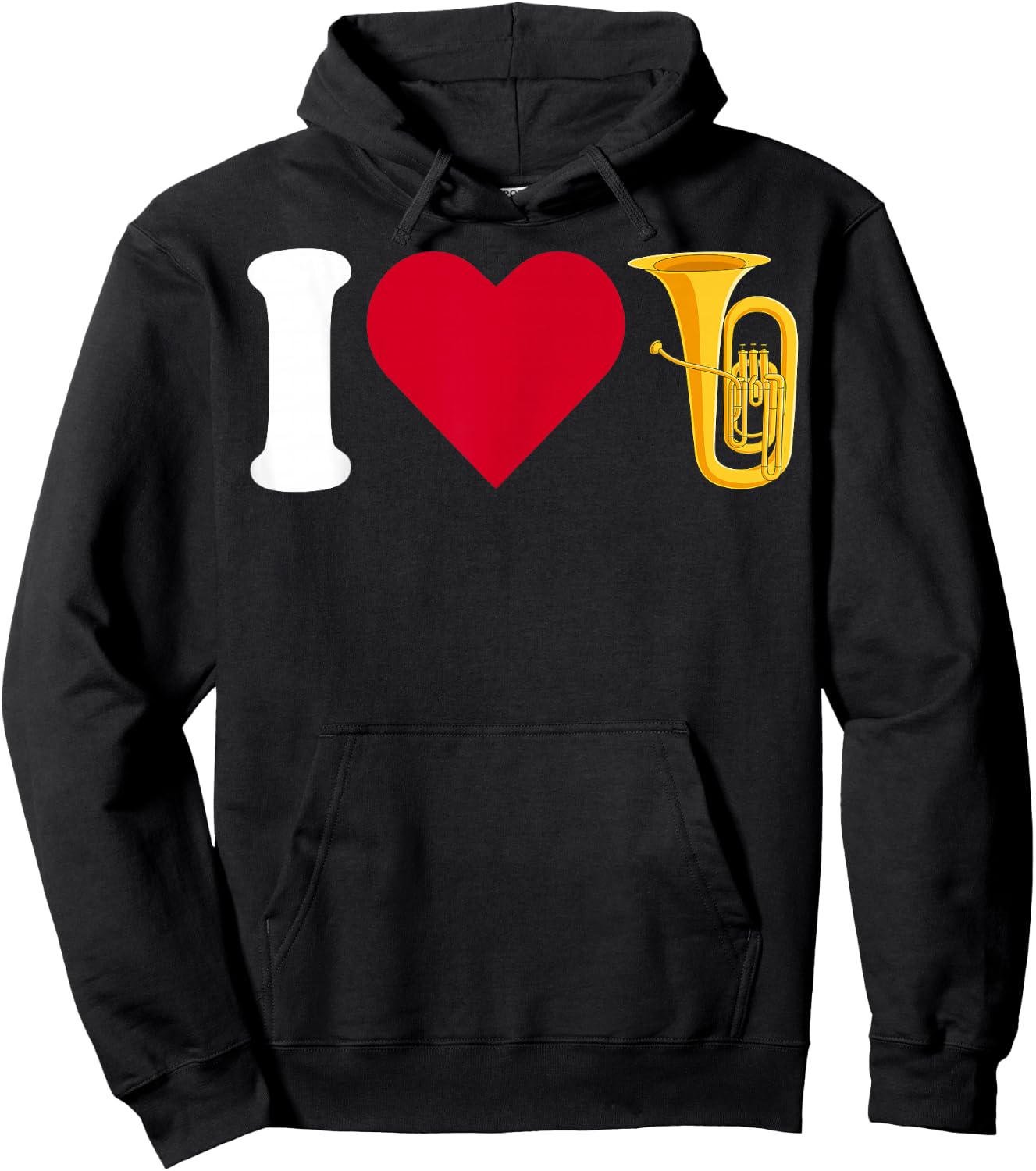 I Love Tuba - Love Heart Brass Musician Tuba Player Gifts Hoodie - Hoodie | Black