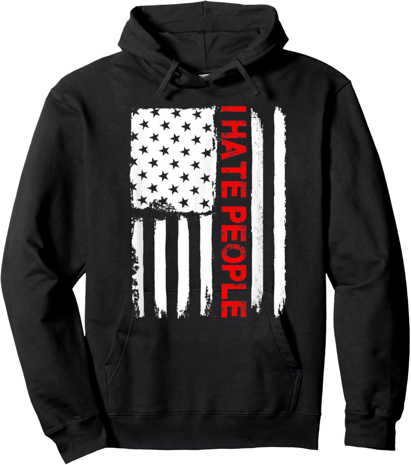 Love America I Hate People T Shirt Funny USA Flag Gift Women Men Hoodie - Hoodie | Black