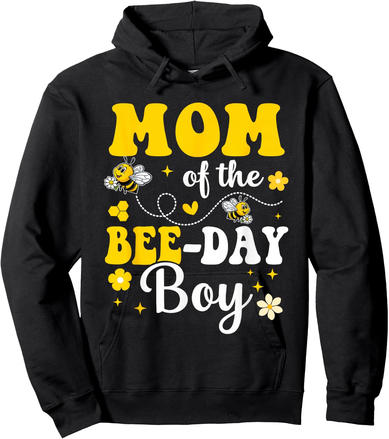 Mom of The Bee Day Boy Bee Birthday Party Matching Family Hoodie - Hoodie | Black