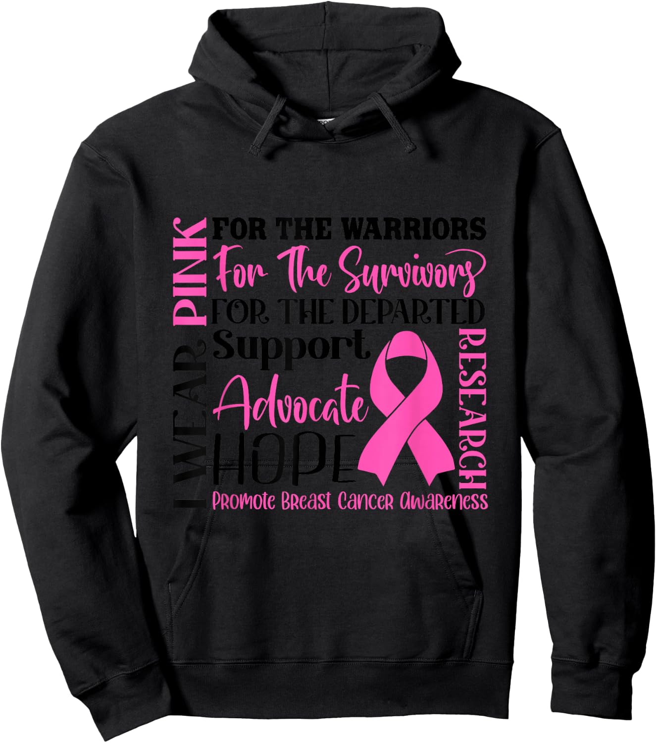 Breast Cancer Pink Ribbon Cancer Awareness Hoodie - Hoodie | Black