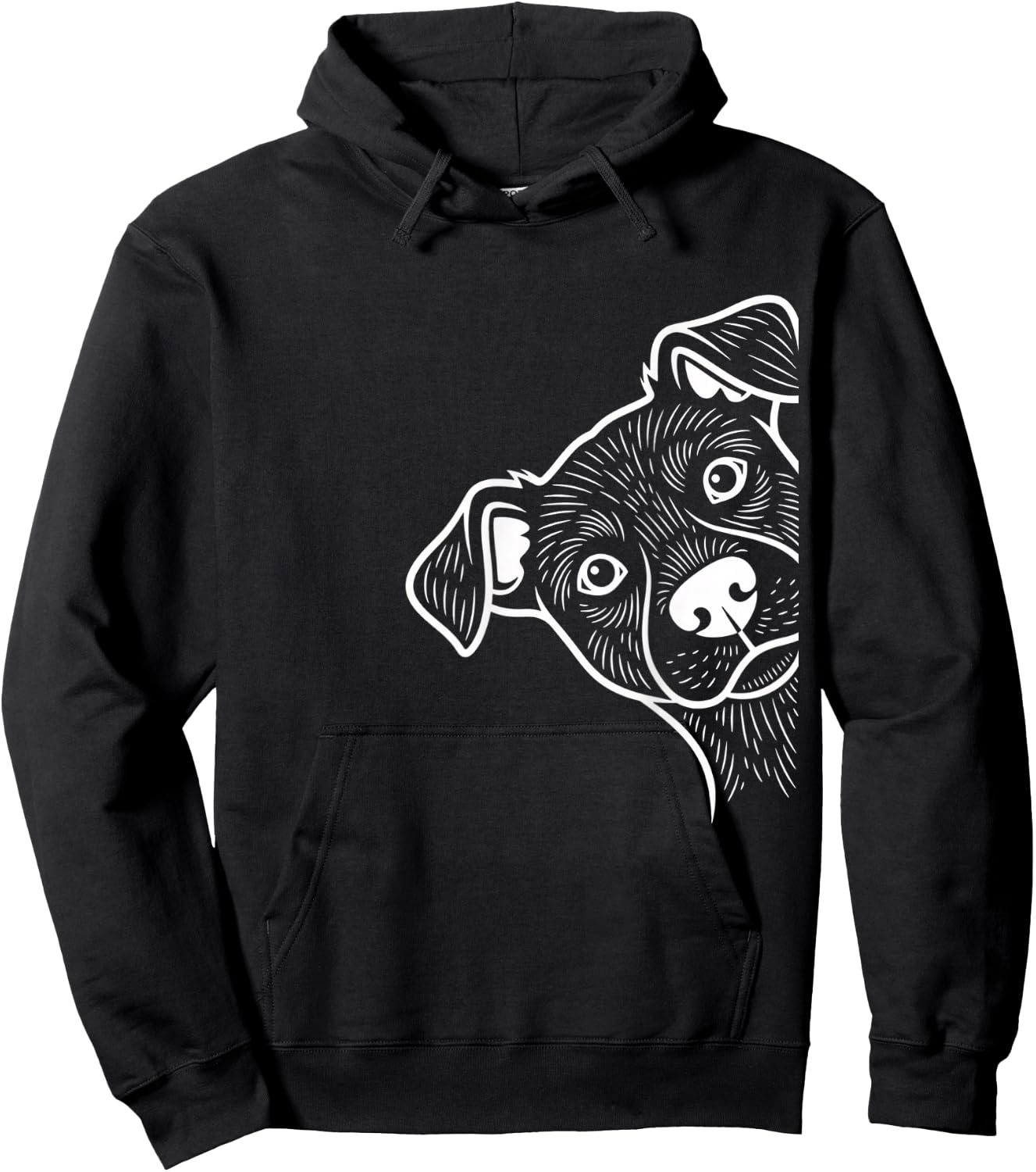 Dog Peeking Design for Dog Lovers, Playful Puppy Portrait Hoodie - Hoodie | Black