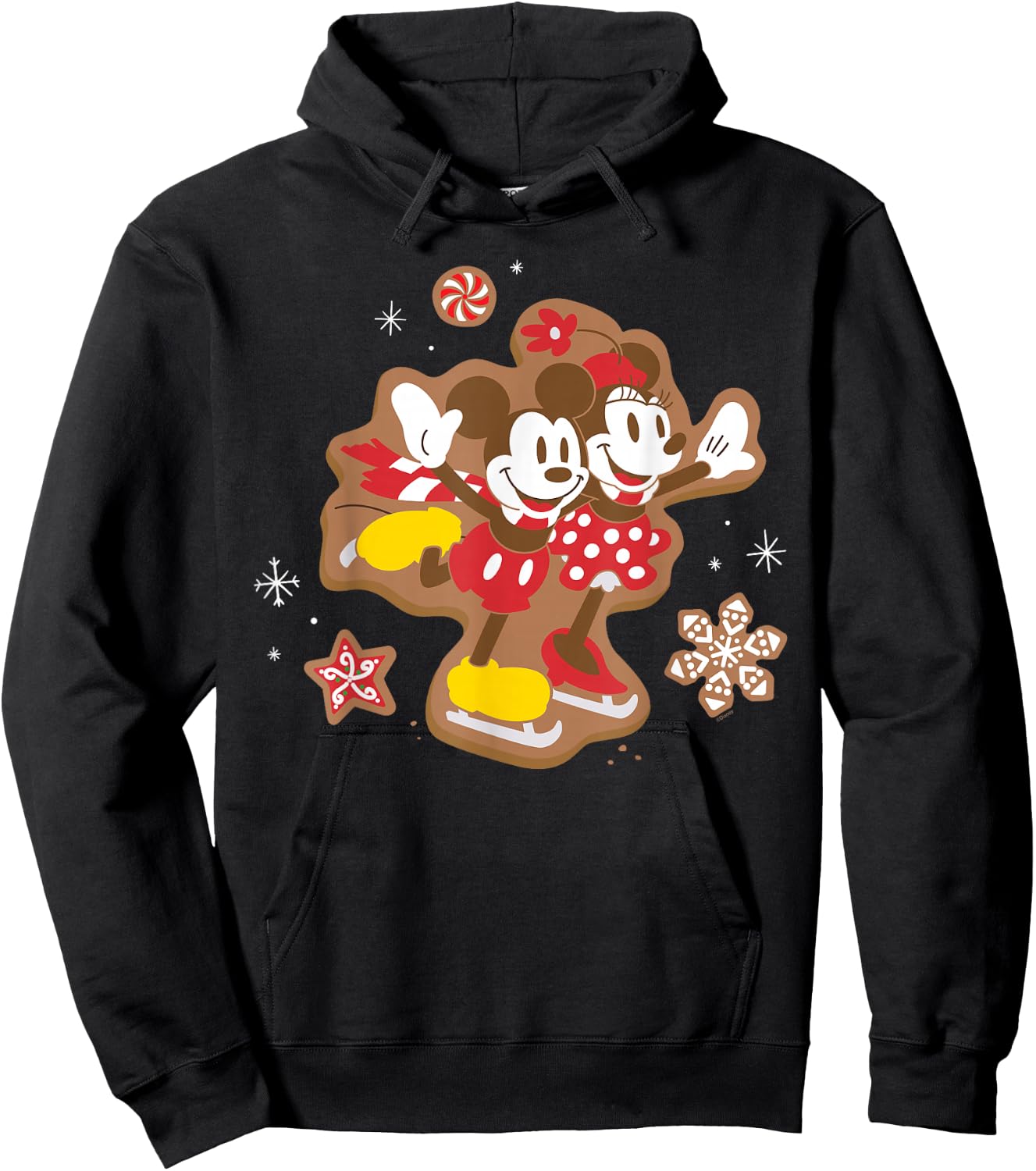Disney Mickey & Minnie Ice Skating Gingerbread Holiday Hoodie - Hoodie | Black