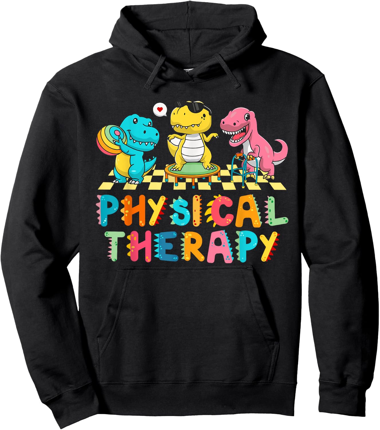 Pediatric Physical Therapist Cute Dinosaur PT PTA Therapy Hoodie - Hoodie | Black