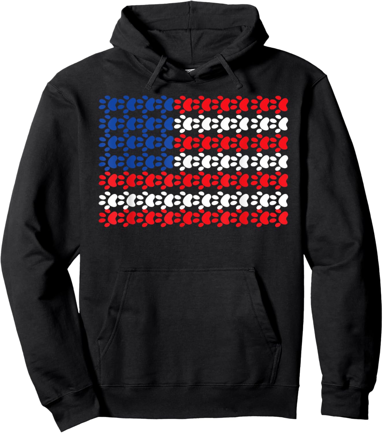 American Flag Dow Paw Patriotic Hoodie - Hoodie | Black