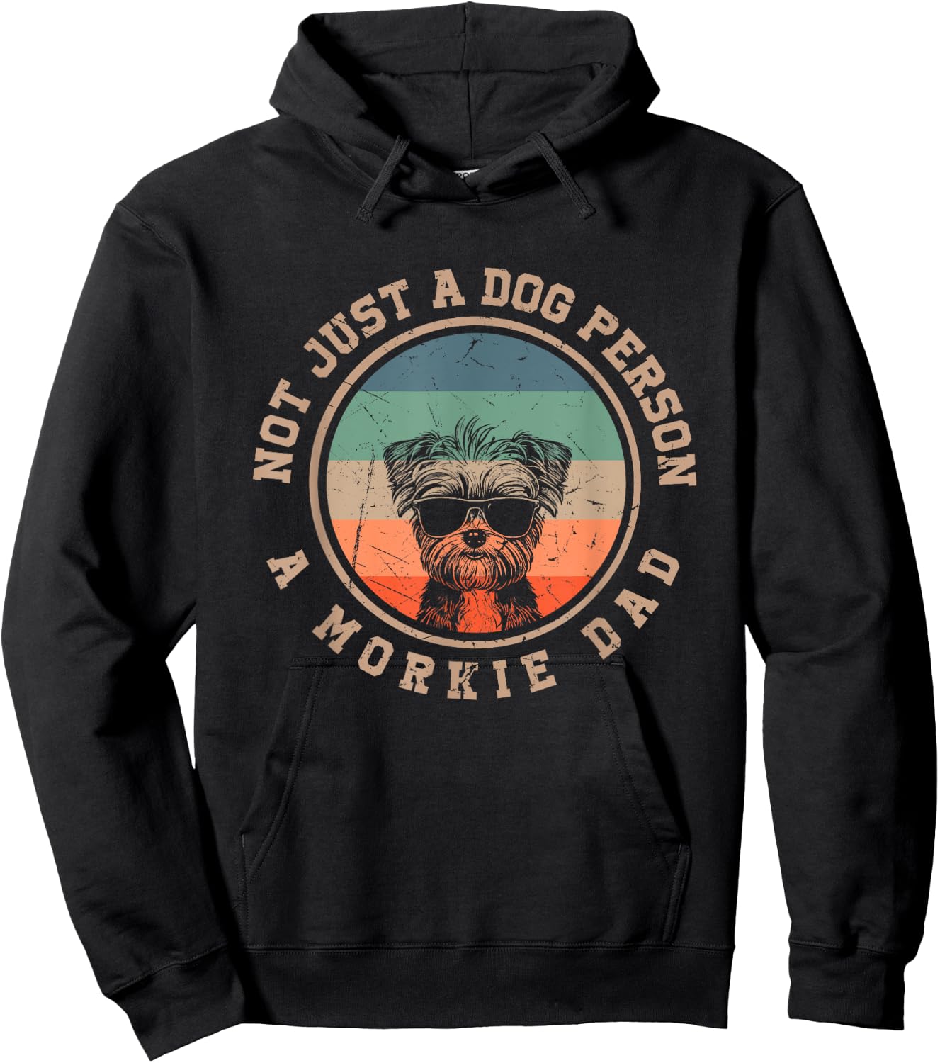 Vintage Morkie Dad Gifts Funny Bernard Dog Dad Fathers Day Men Women Kids Hoodie - Hoodie | Black
