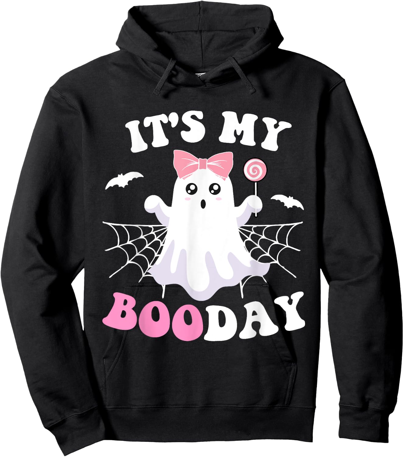 It's My Boo Day Cute Halloween Birthday Pink Ghost Girls Hoodie - Hoodie | Black