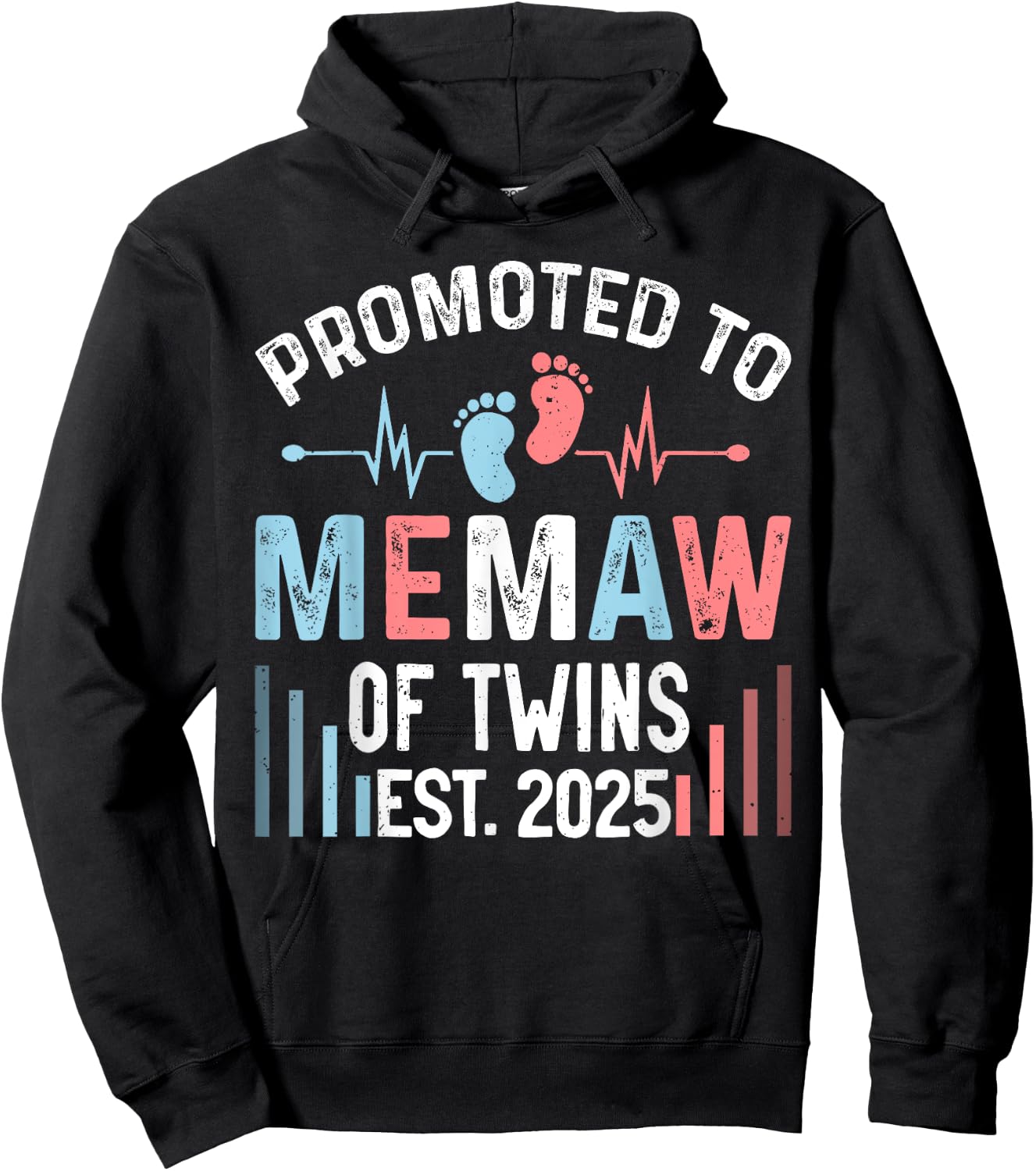 Promoted To Memaw Of Twins Est 2025 Twin Baby Shower Hoodie - Hoodie | Black
