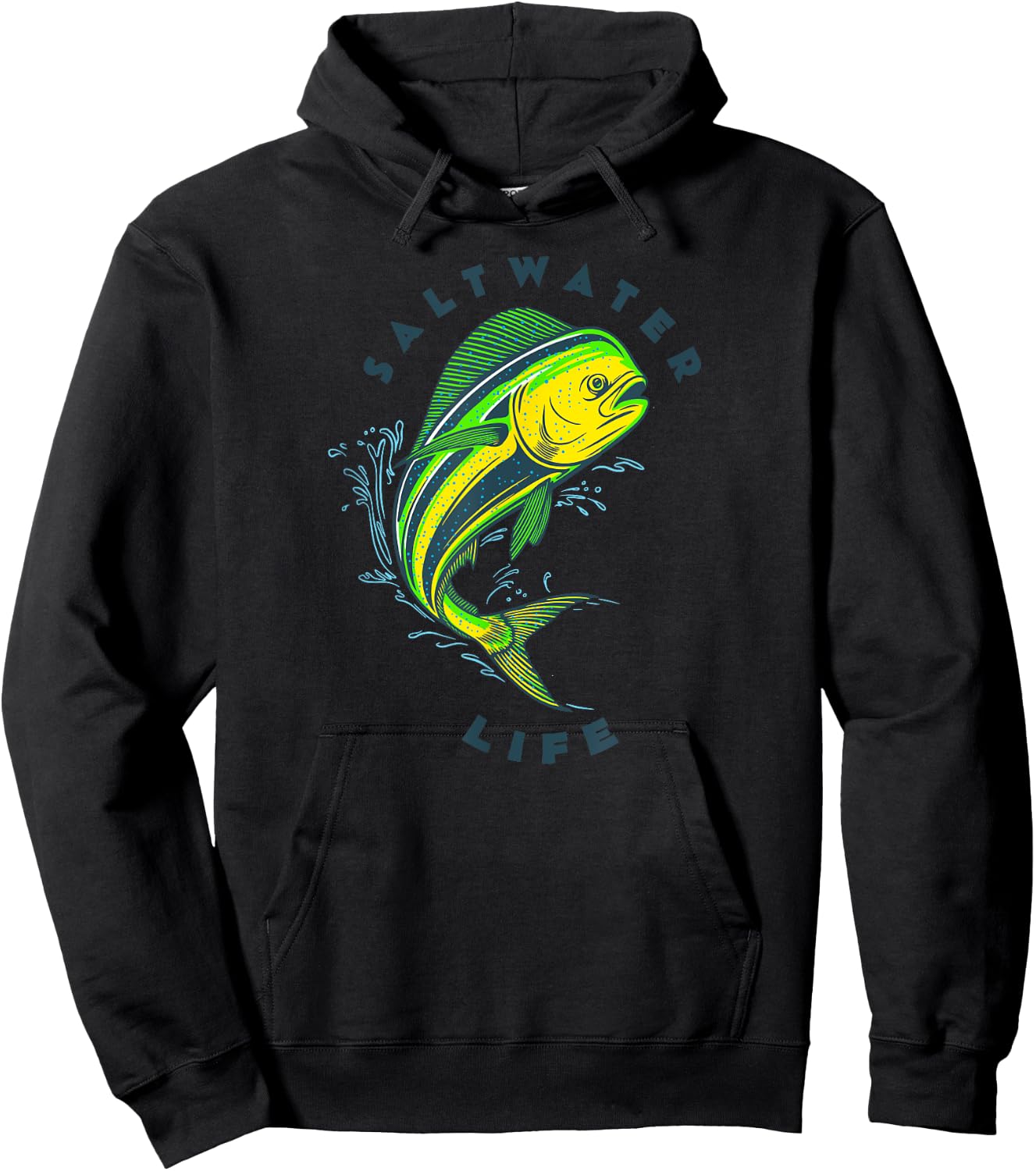 Saltwater Life Saltwater Mahi Mahi Jumping Fishing Hoodie - Hoodie | Black