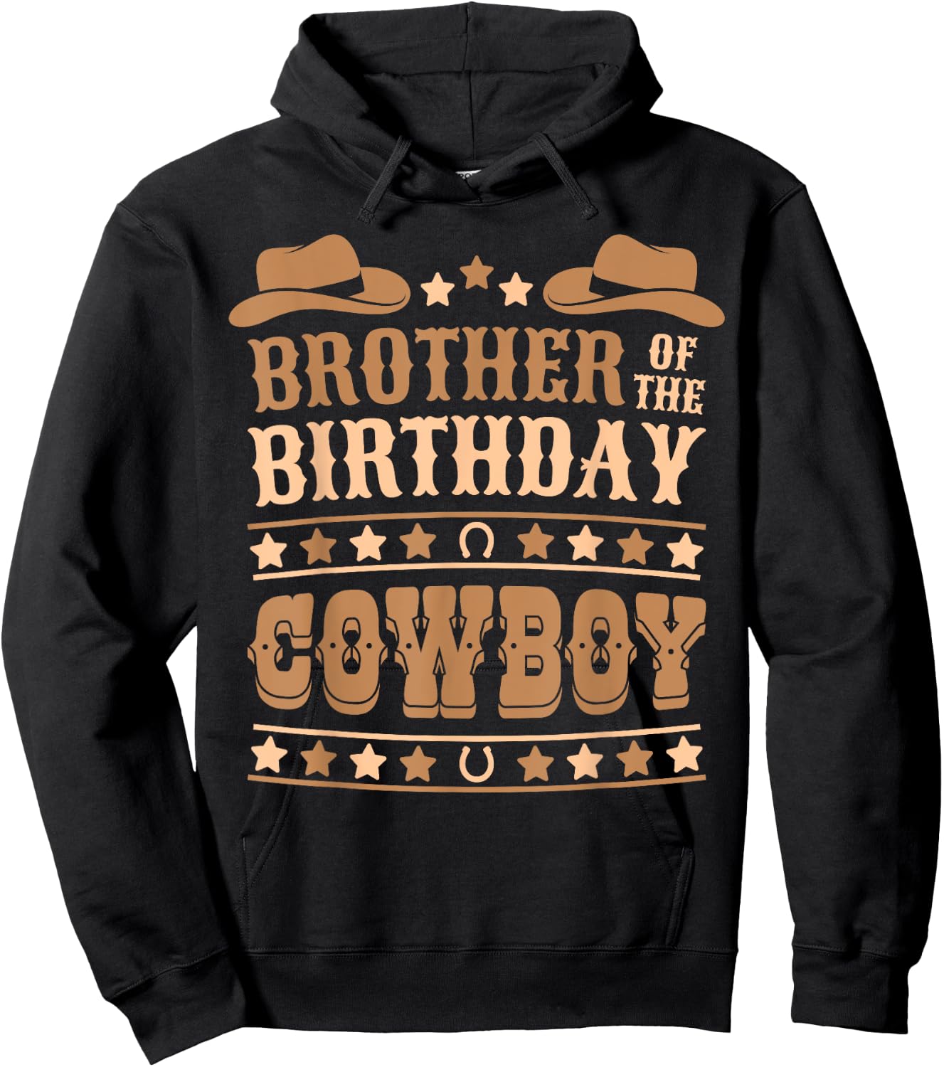 Brother Of Birthday Cowboy Cute Western Bday Boy Birthday Hoodie - Hoodie | Black