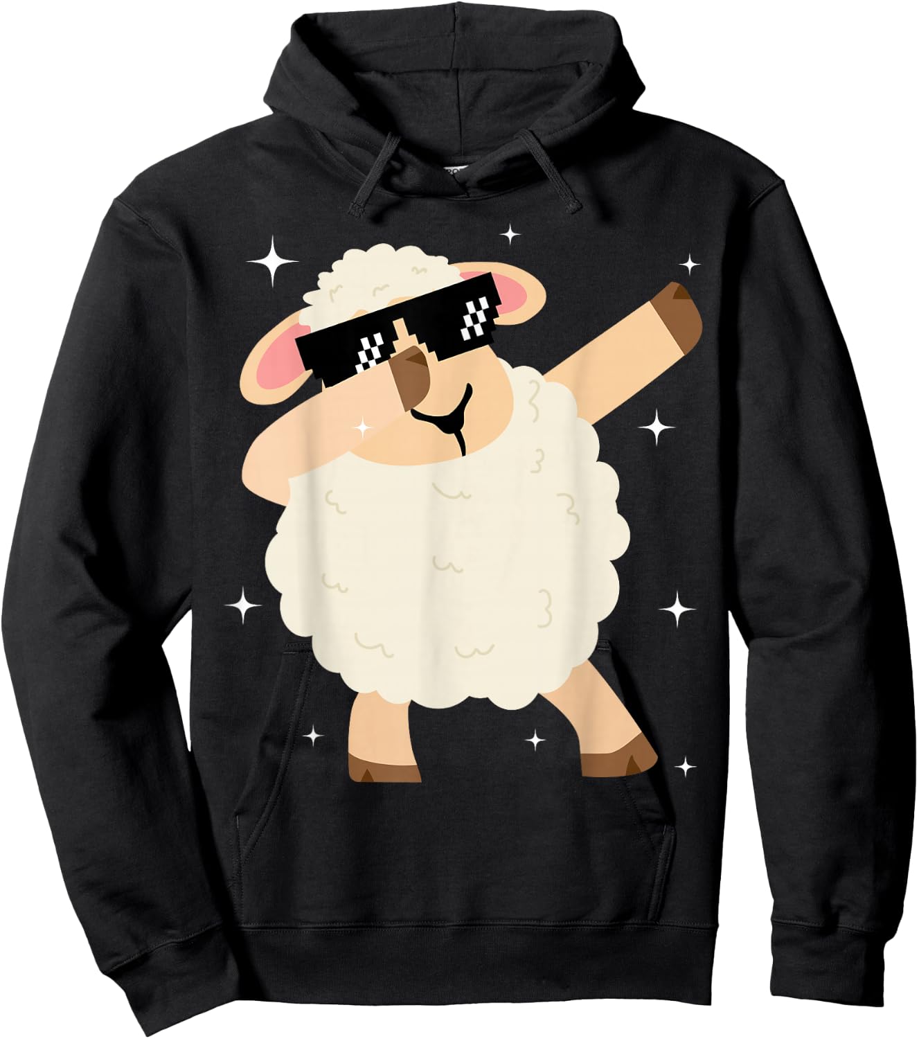 Men Women Kids Funny Sheep Dabbing Animals Wildlife Parties Hoodie - Hoodie | Black