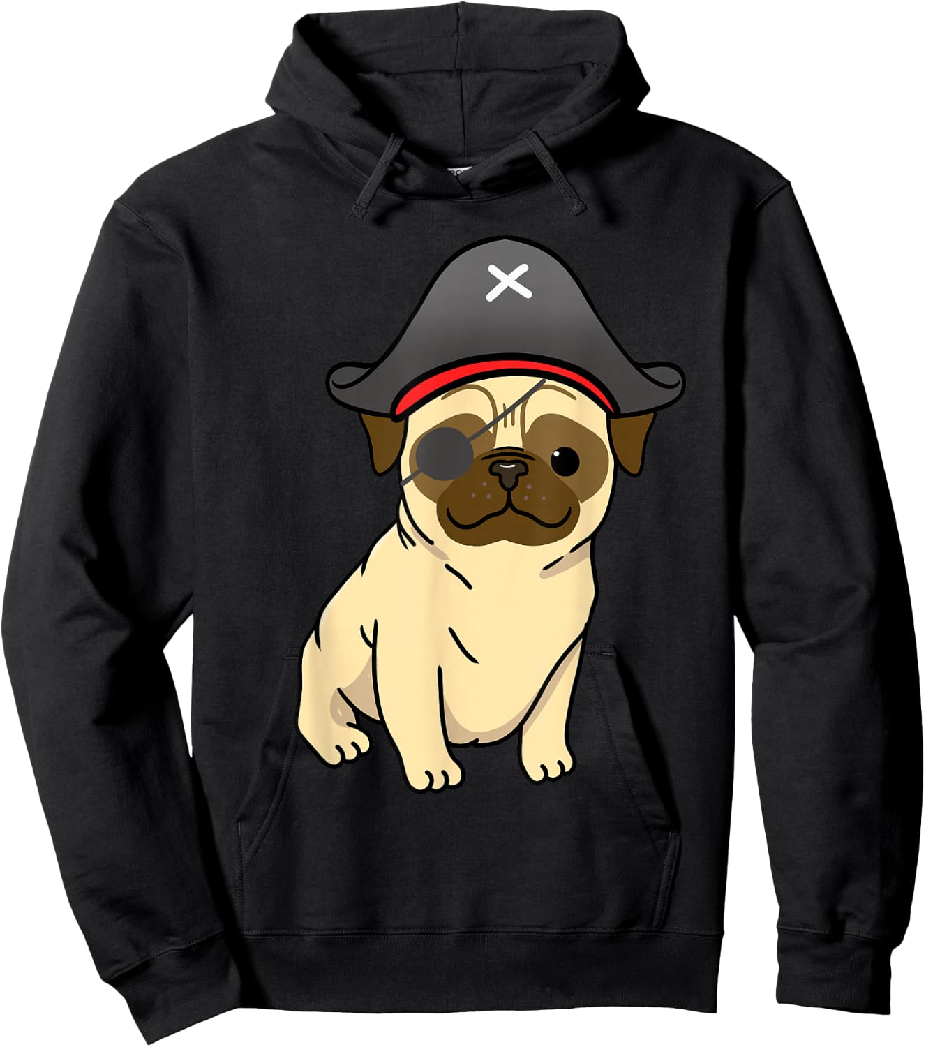 Pug Pirate Pug Halloween Hoodie - Hoodie | Black
