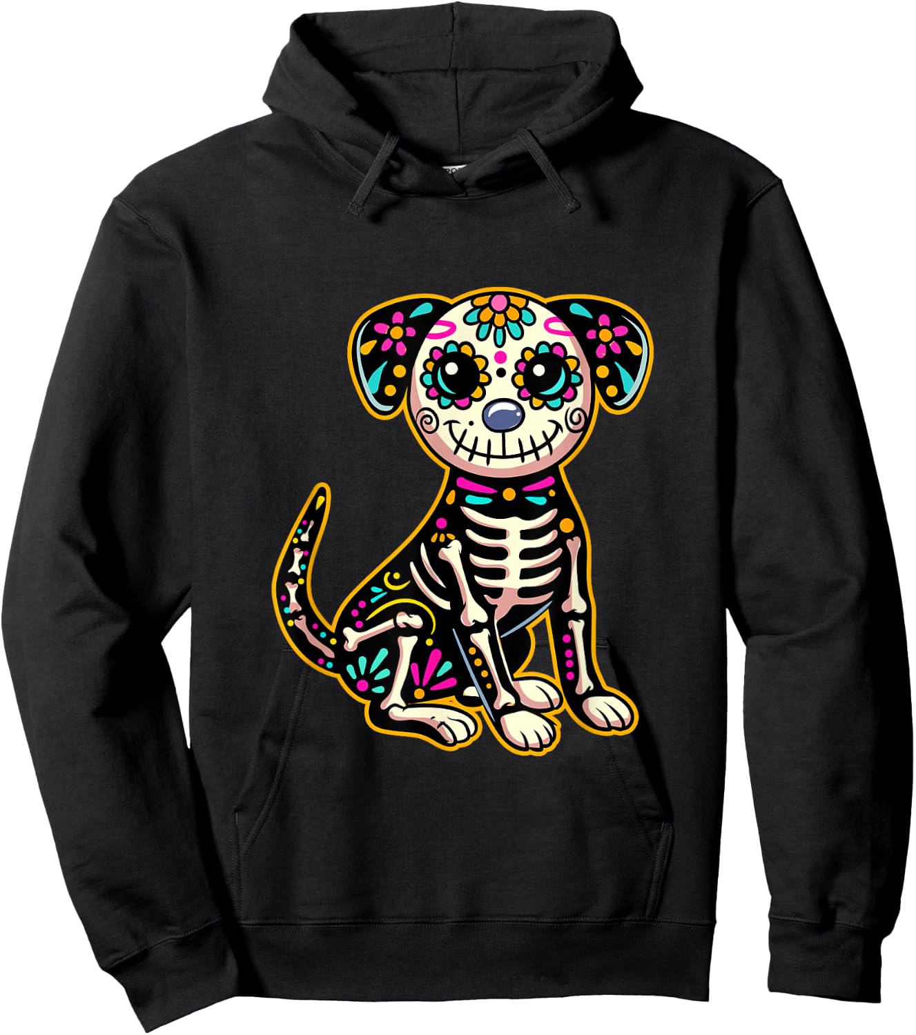 Dia de Los Muertos Skeleton Sugar Skull Dog Day of The Dead Hoodie - Hoodie | Black