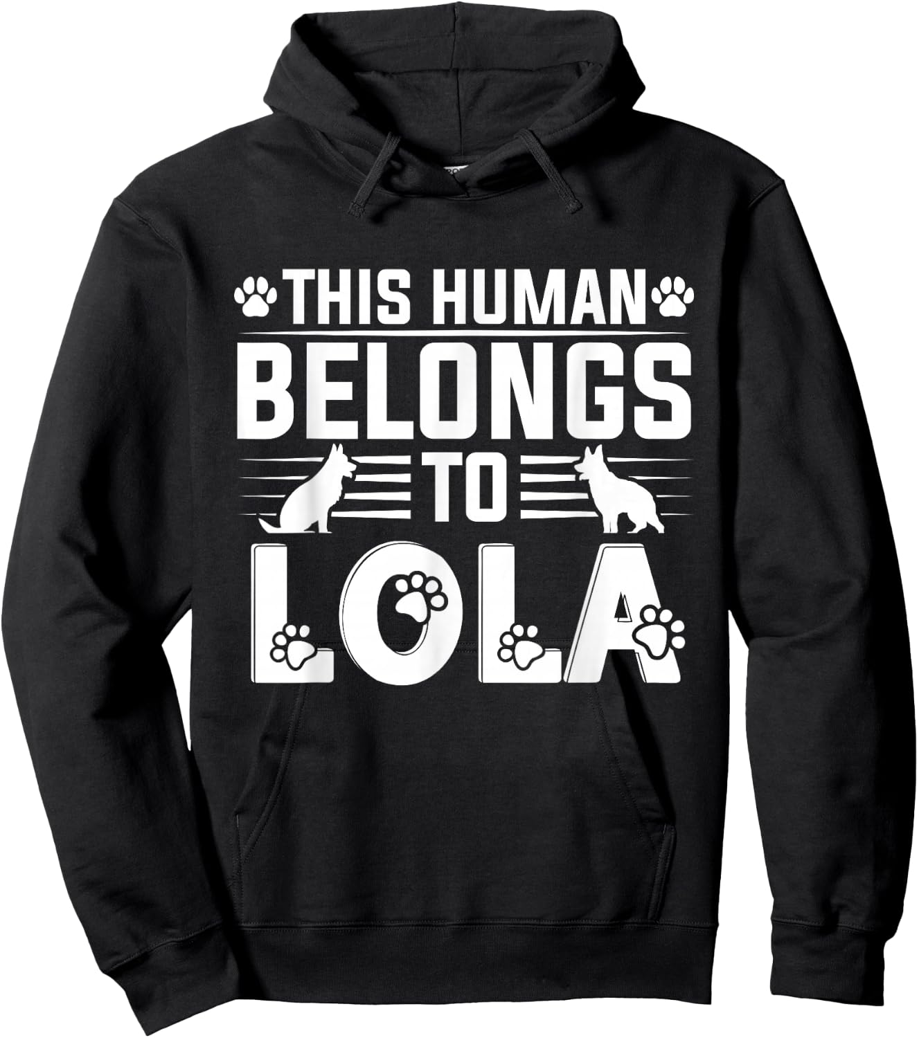 Dog Name Lola Personalised Gift This Human Belongs To a Dog Hoodie - Hoodie | Black