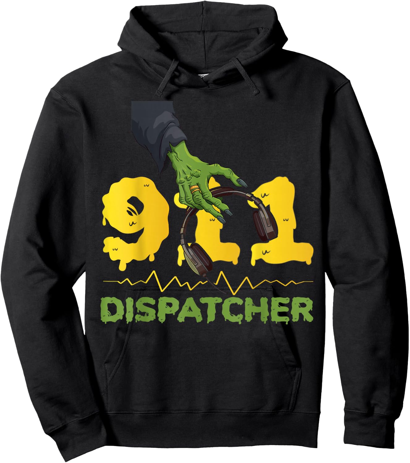 911 Dispatcher Thin Gold Yellow Line Halloween Costume 911 Hoodie - Hoodie | Black