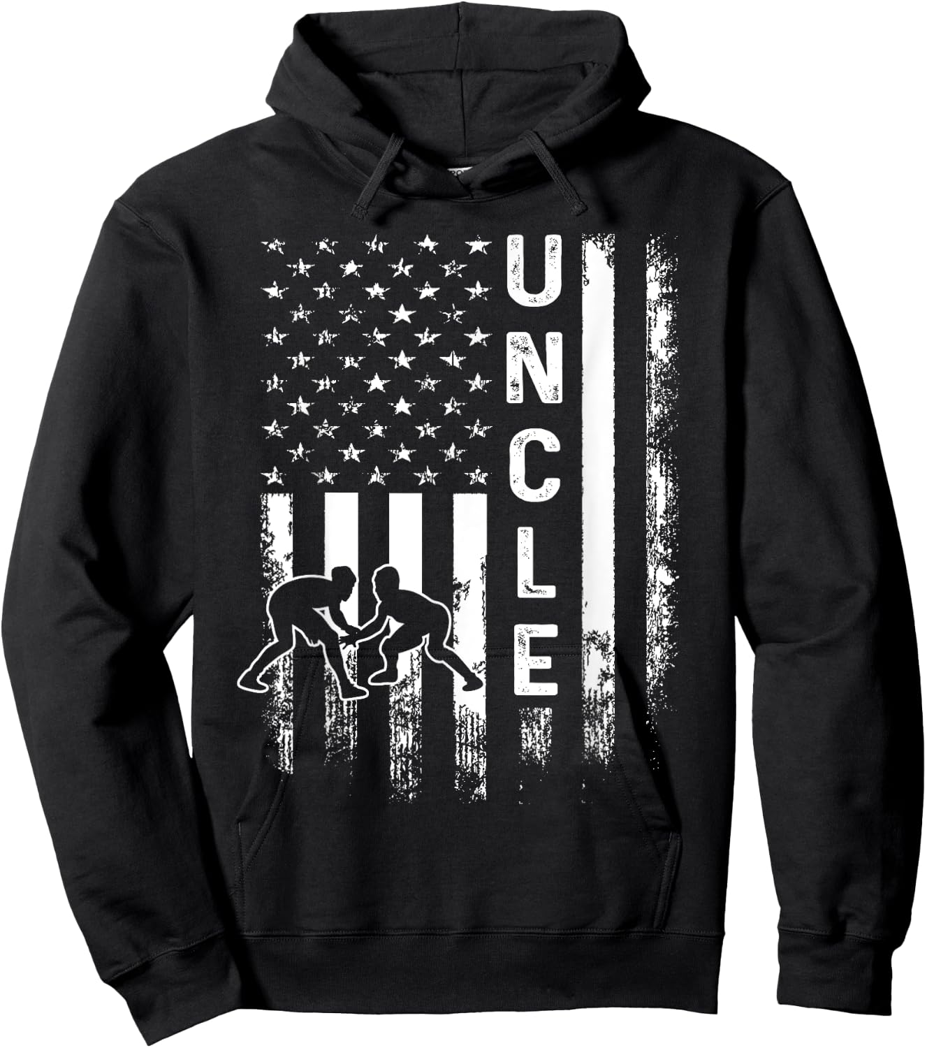 Wrestling Uncle American Flag Vintage Christmas Xmas Hoodie - Hoodie | Black