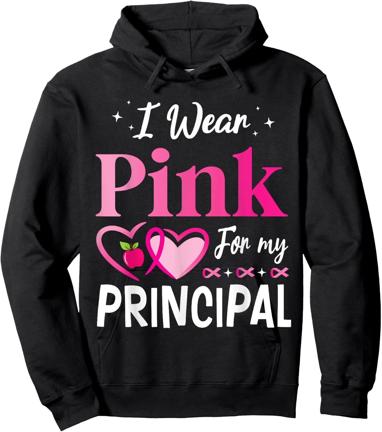 Hearts Together I Wear Pink For My PRINCIPAL Breast Cancer Hoodie - Hoodie | Black