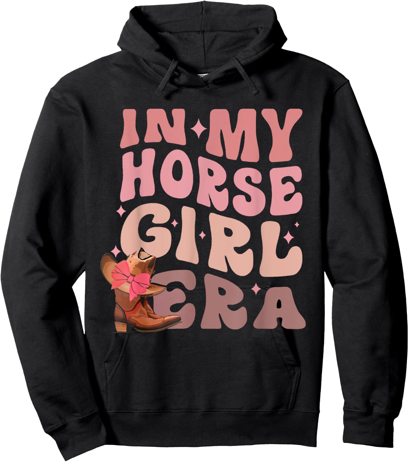 In My Horse Girl Era Cowgirl Western Rodeo Groovy Hoodie - Hoodie | Black