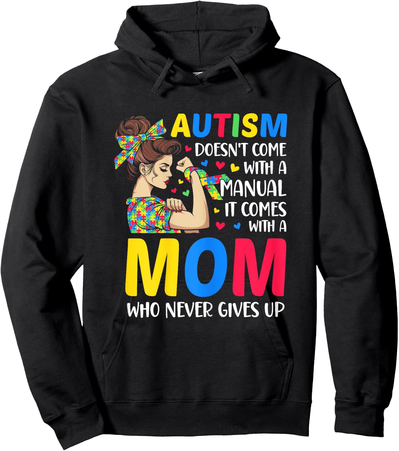 Autism Mom Doesn't Come With A Manual autism mom gifts women Hoodie - Hoodie | Black