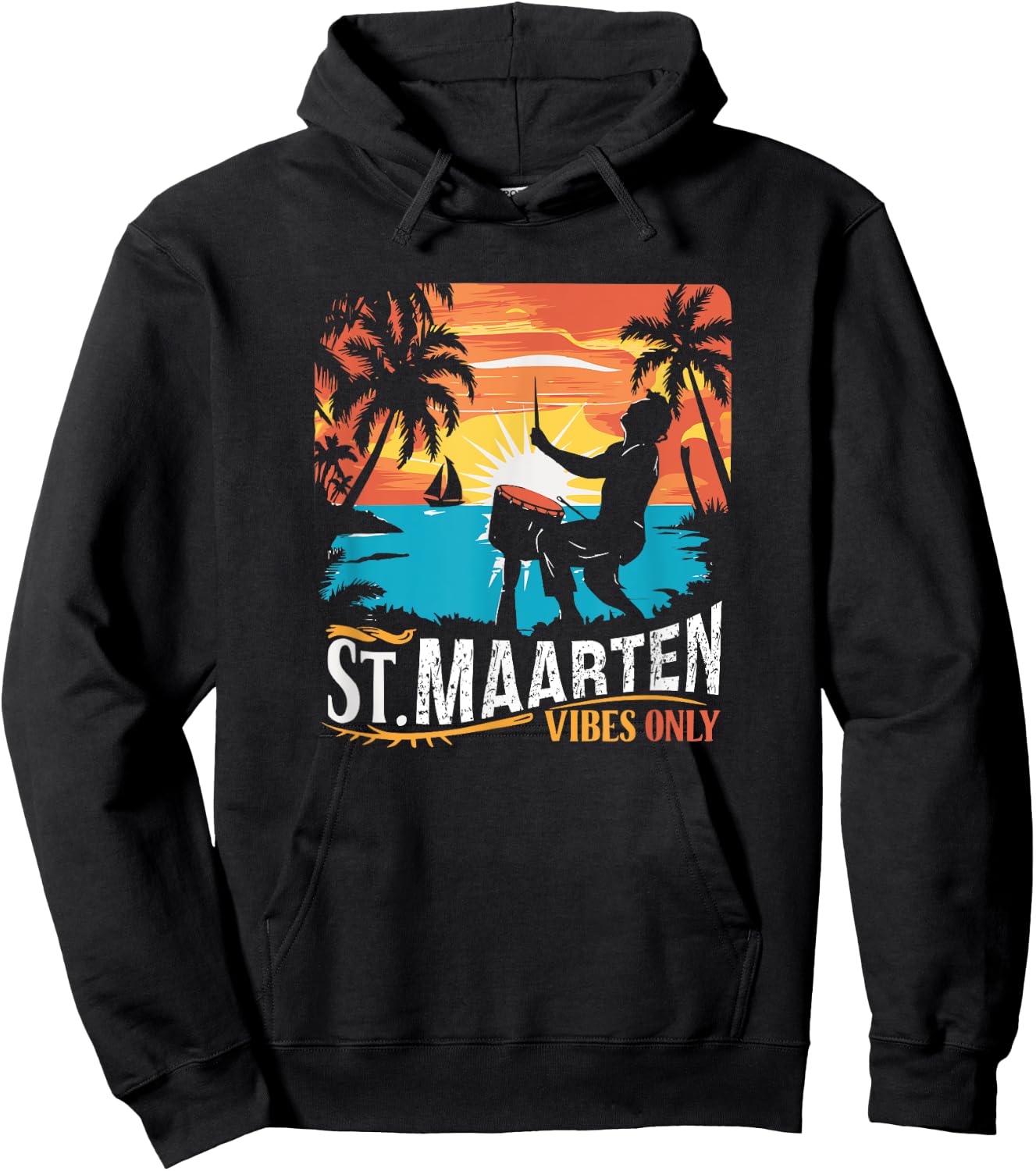 Retro St. Maarten Vibes Only St. Maarten 70s vintage Hoodie - Hoodie | Black